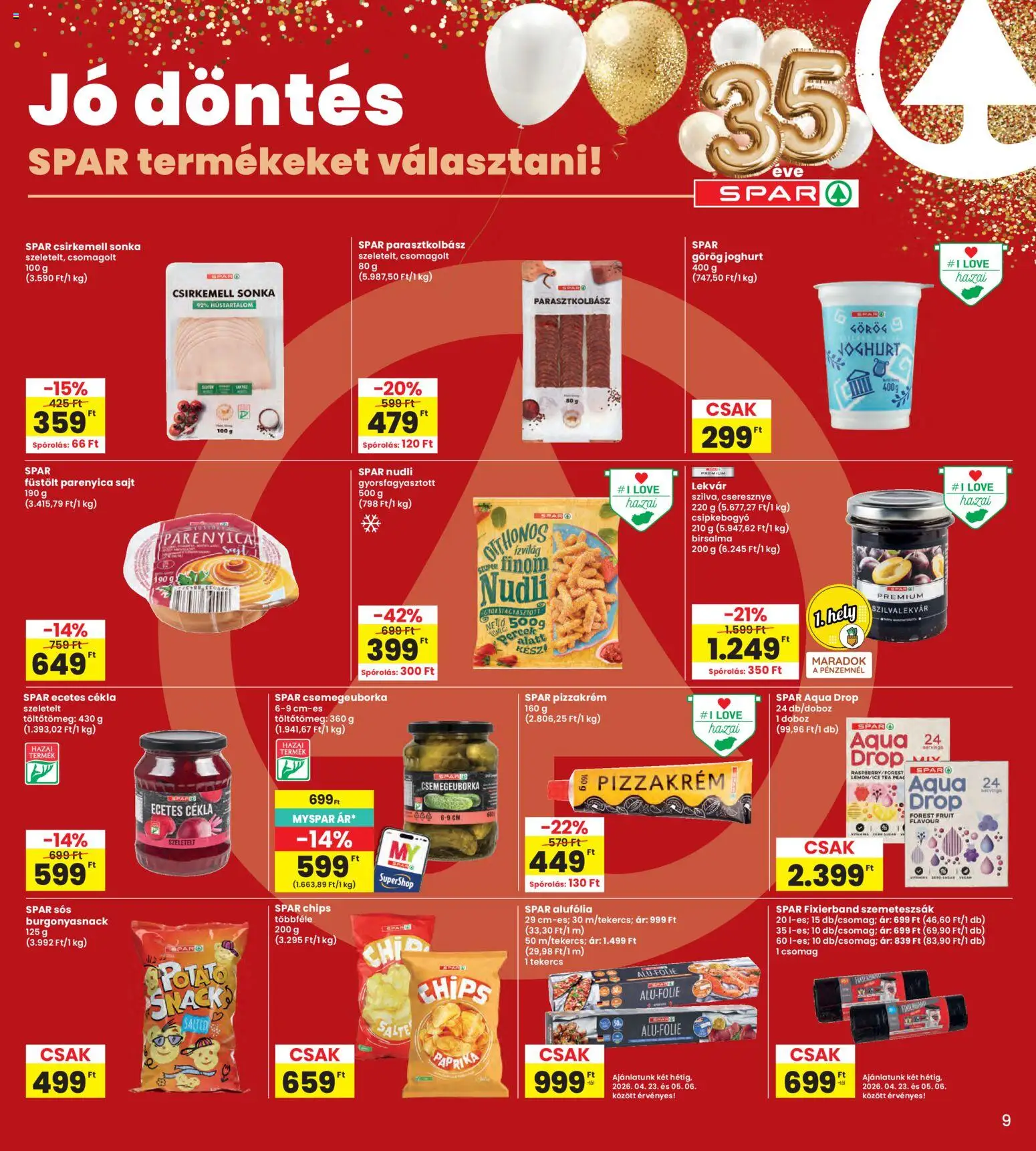 Interspar akciós ujság - amely érvényes a következő dátumtól: 23.04.2026 | Oldal: 9 | Termékek: Cékla, Sajt, Parenyica sajt, Tea