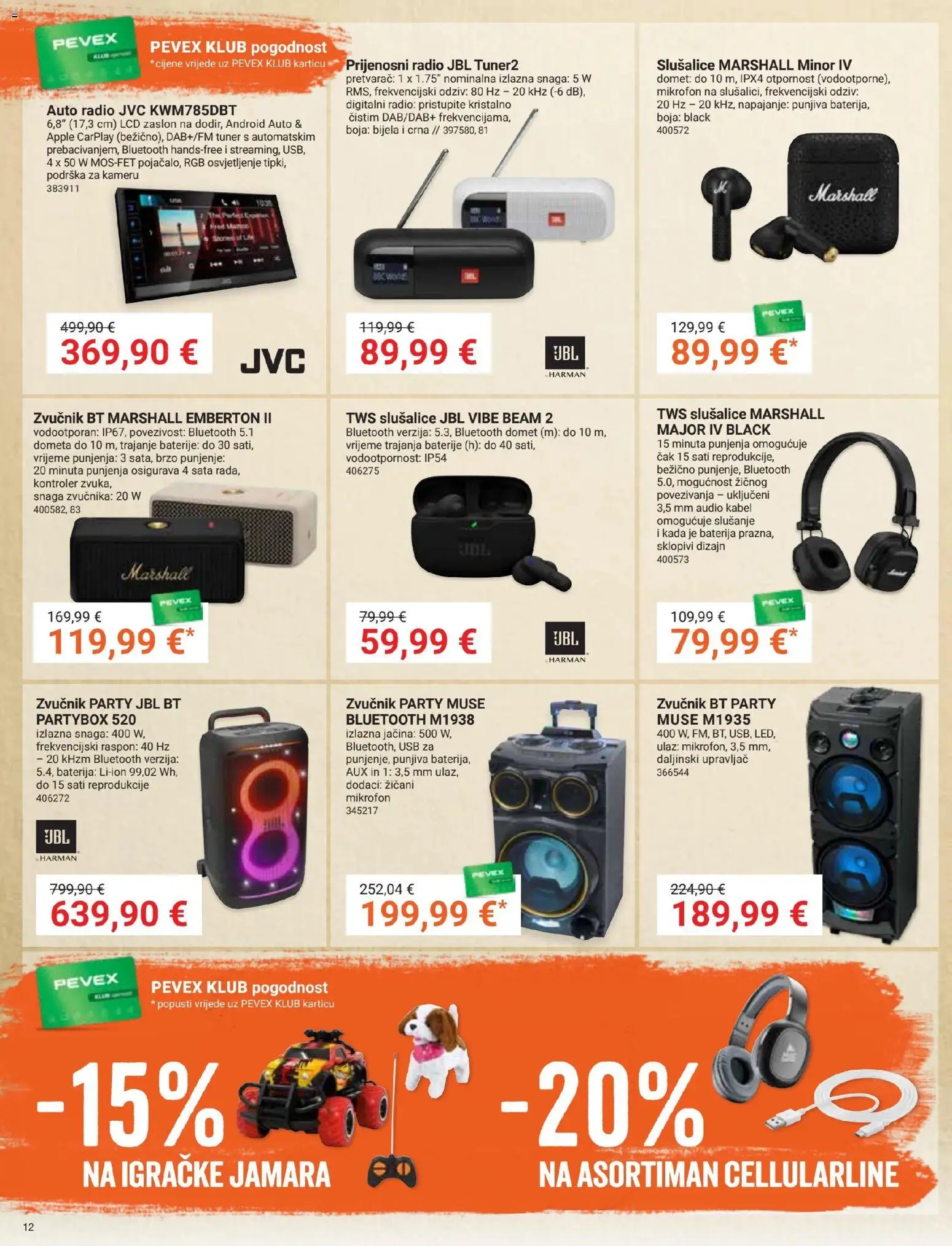 Pevex katalog | vrijedi od 23.10.2025 | Stranica: 12 | Proizvodi: Baterija, Baterije, Radio, Zvučnik