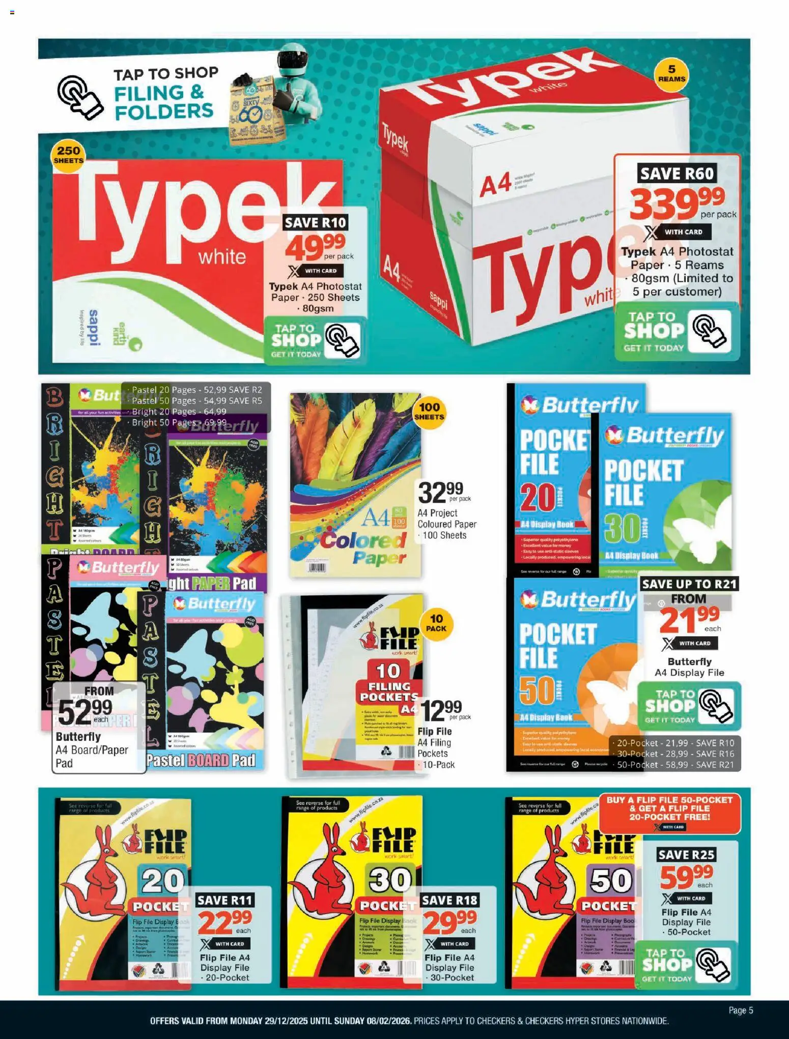 New Checkers catalogue – valid from 29.12.2025 | Page: 5 | Products: Tap, Paper