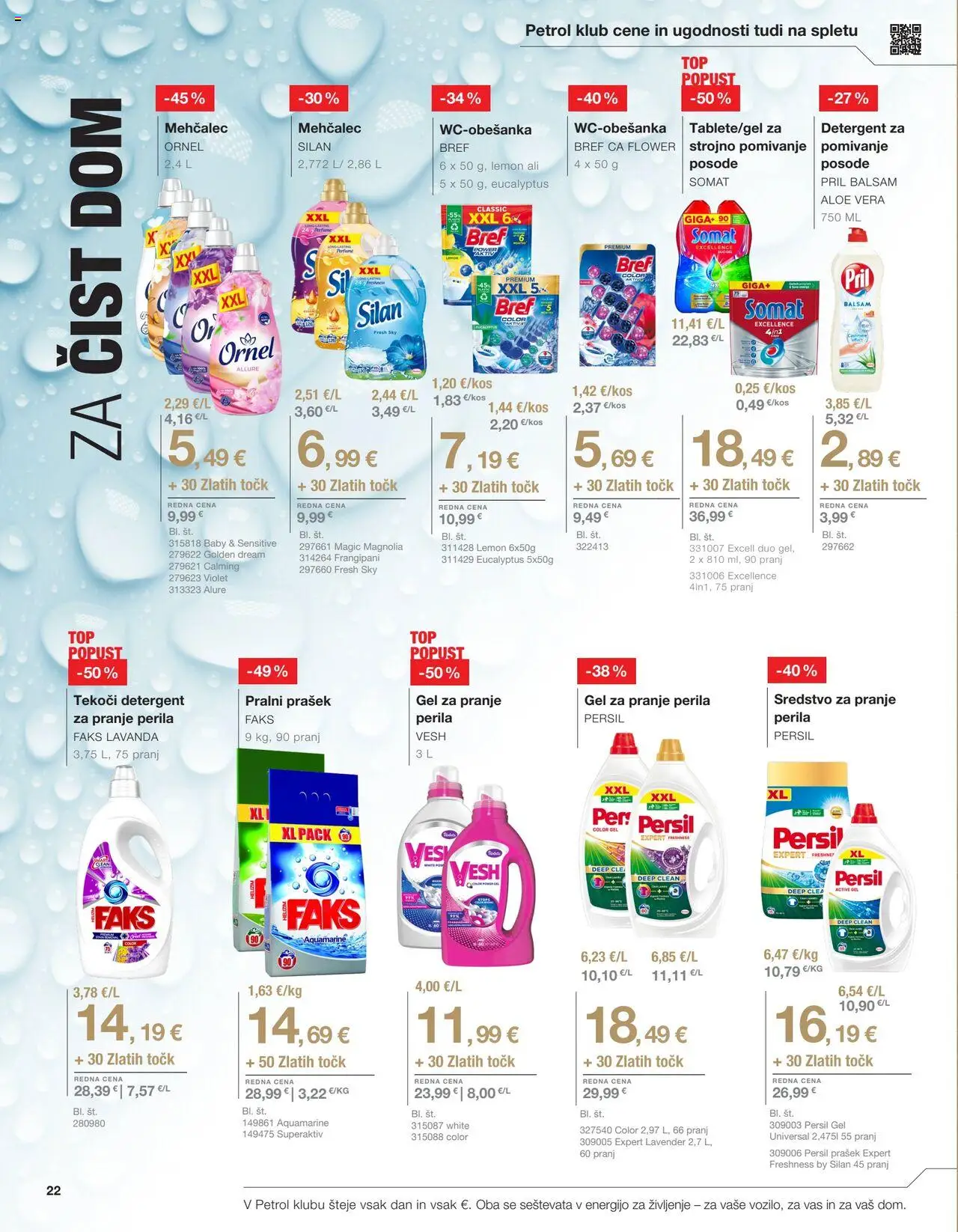 Novi Petrol katalog ponudbe – veljaven od 01.09.2025 | Stran: 22 | Izdelki: Prašek, Mehčalec, Pralni prašek, Detergent