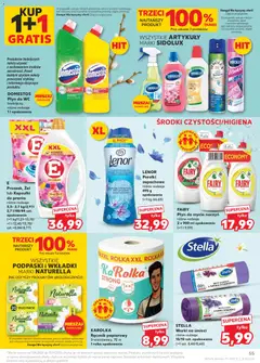 Pogląd oferty "Kaufland gazetka" - ważna od 01.04.2026 | Strona: 55 | Produkty: Podpaski, Fairy, Płyn do mycia naczyń, Dywany