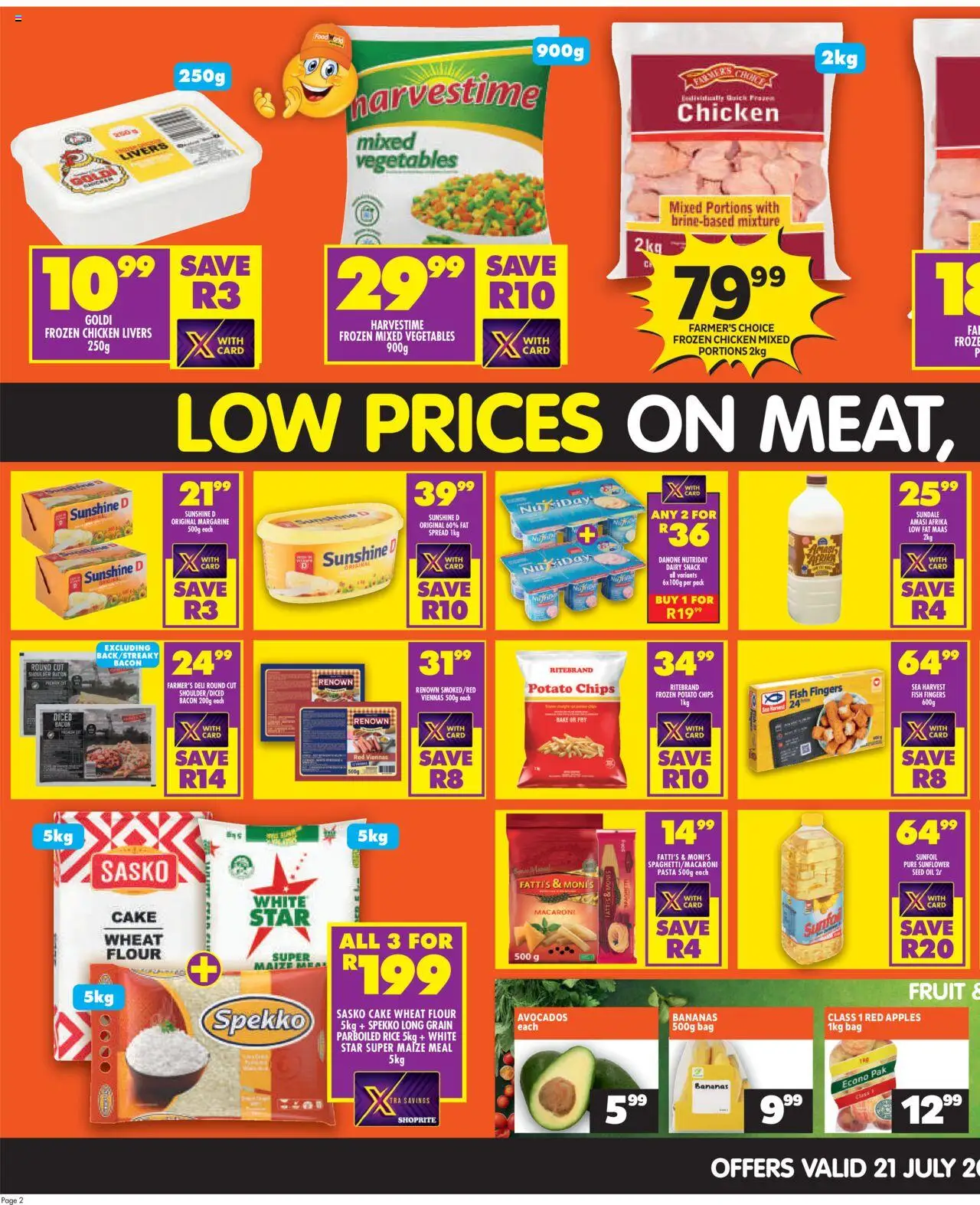 Shoprite Eastern Cape - FoodWorld Month End Leaflet Korsten │ valid from 21.07.2025 | Page: 2 | Products: Chicken, Fish, Vegetables, Bacon