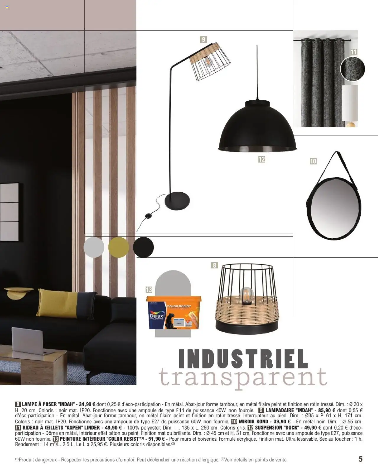  | Page: 5 | Produits: Interrupteur, Suspension, Lampe, Rideau