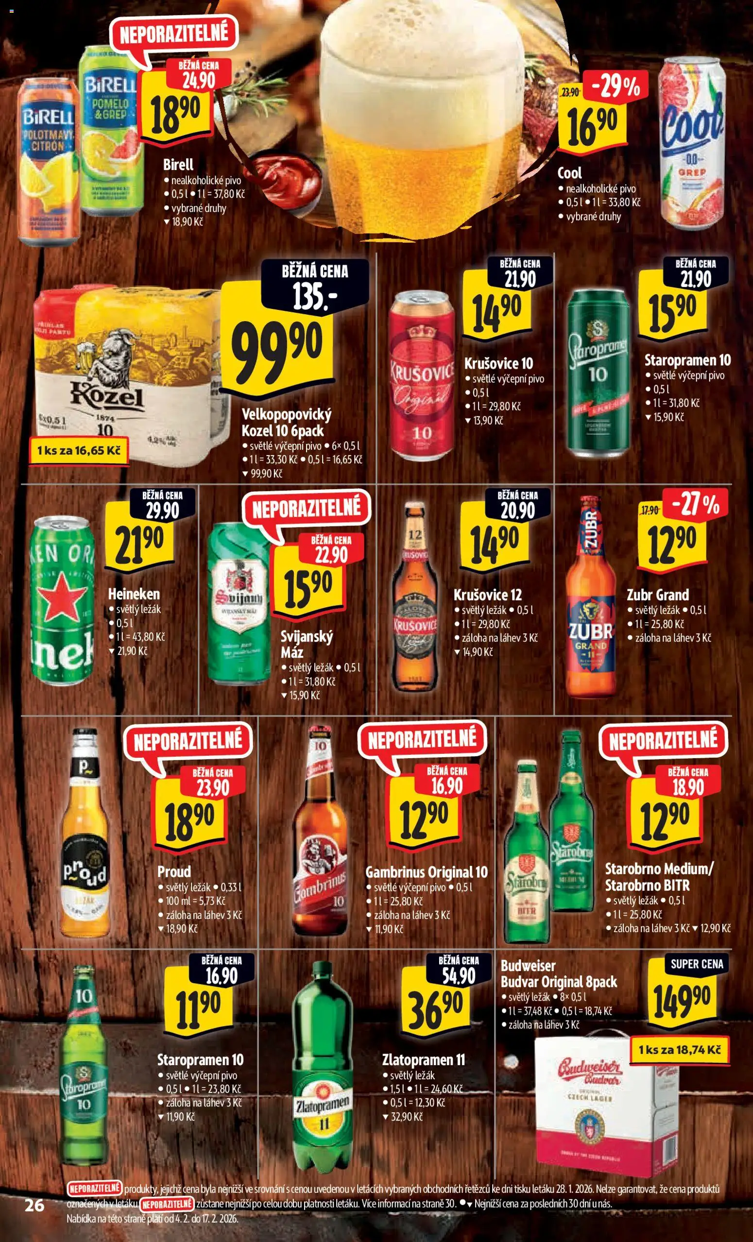 Albert leták - Hypermarket od 04.02.2026 | Strana: 34 | Produkty: Heineken, Starobrno, Pomelo, Birell