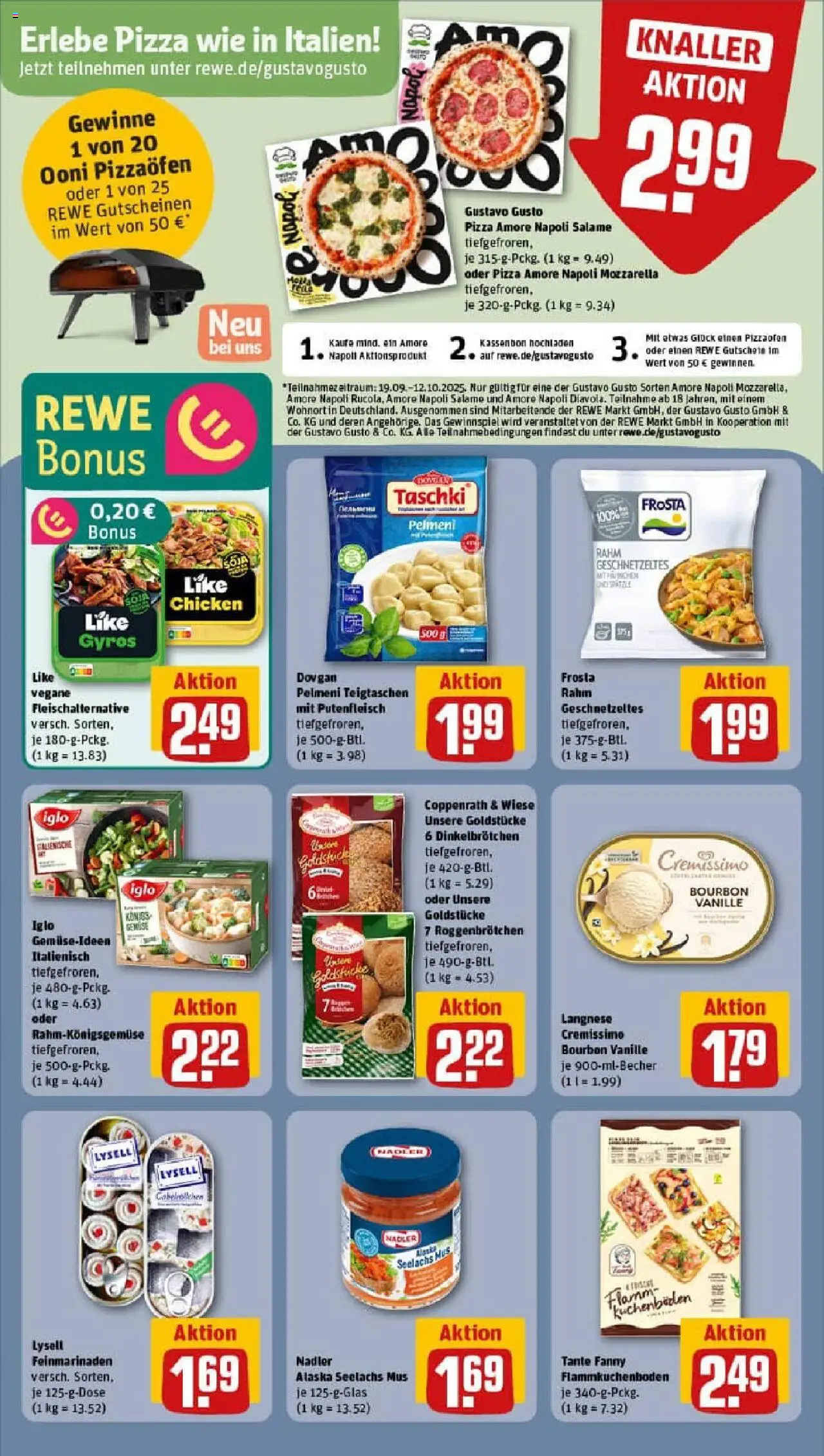 Rewe prospekt Beckingen	 – gültig ab 21.09.2025 | Seite: 16 | Produkte: Mozzarella, Frosta, Gyros, Gemüse