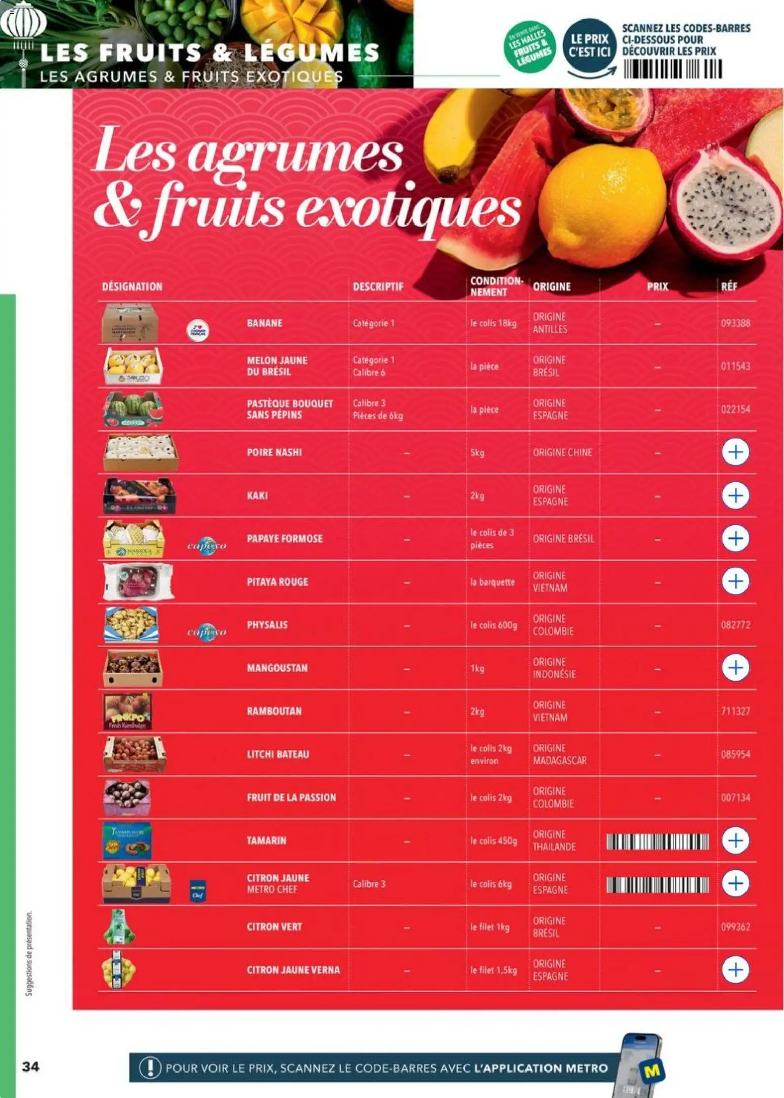 {H1} | Page: 34 | Produits: Litchi, Melon, Poire, Kaki