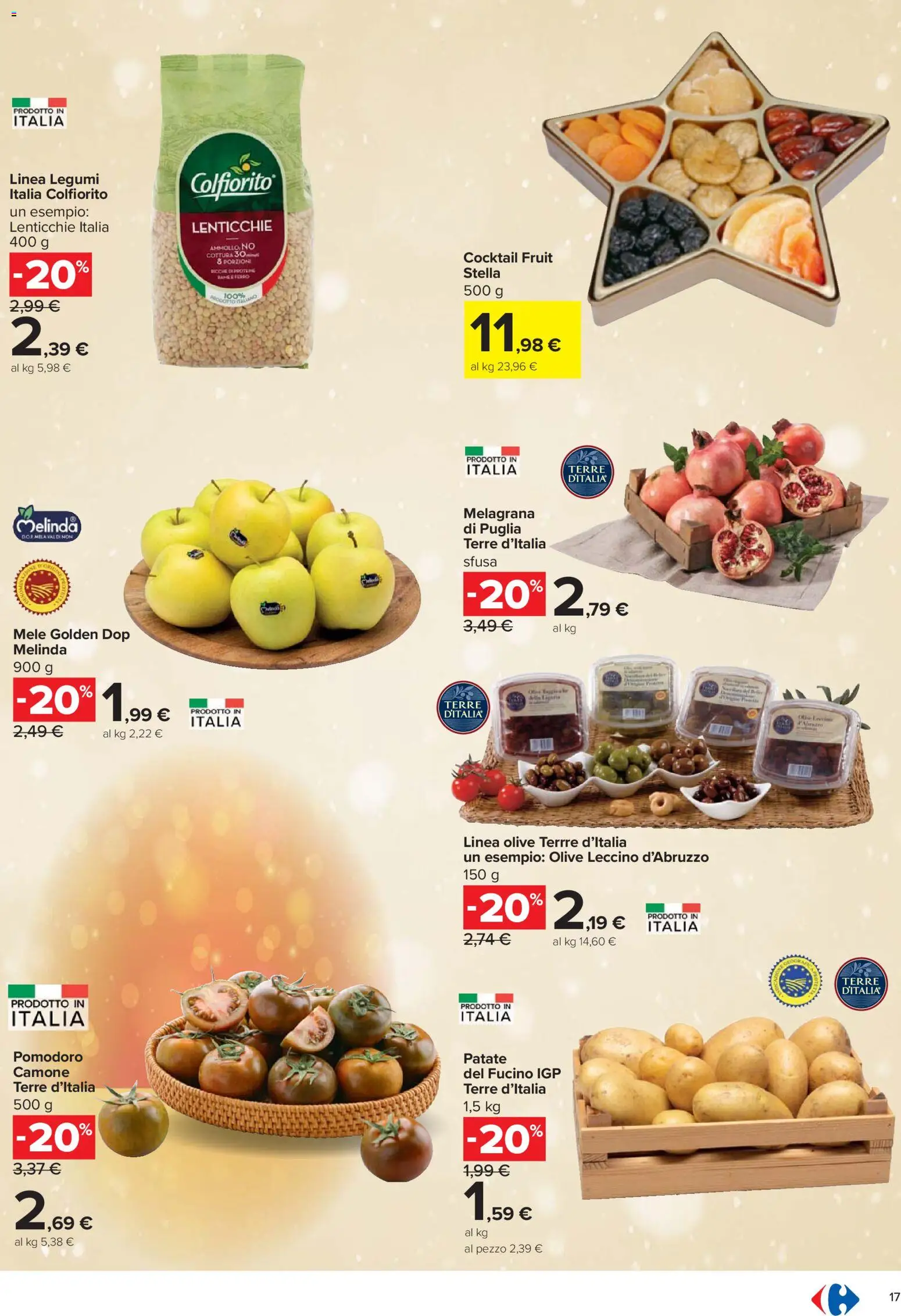 Volantino Carrefour del 27.11.2025 | Pagina: 17 | Prodotti: Legumi, Patate, Pomodoro, Olive