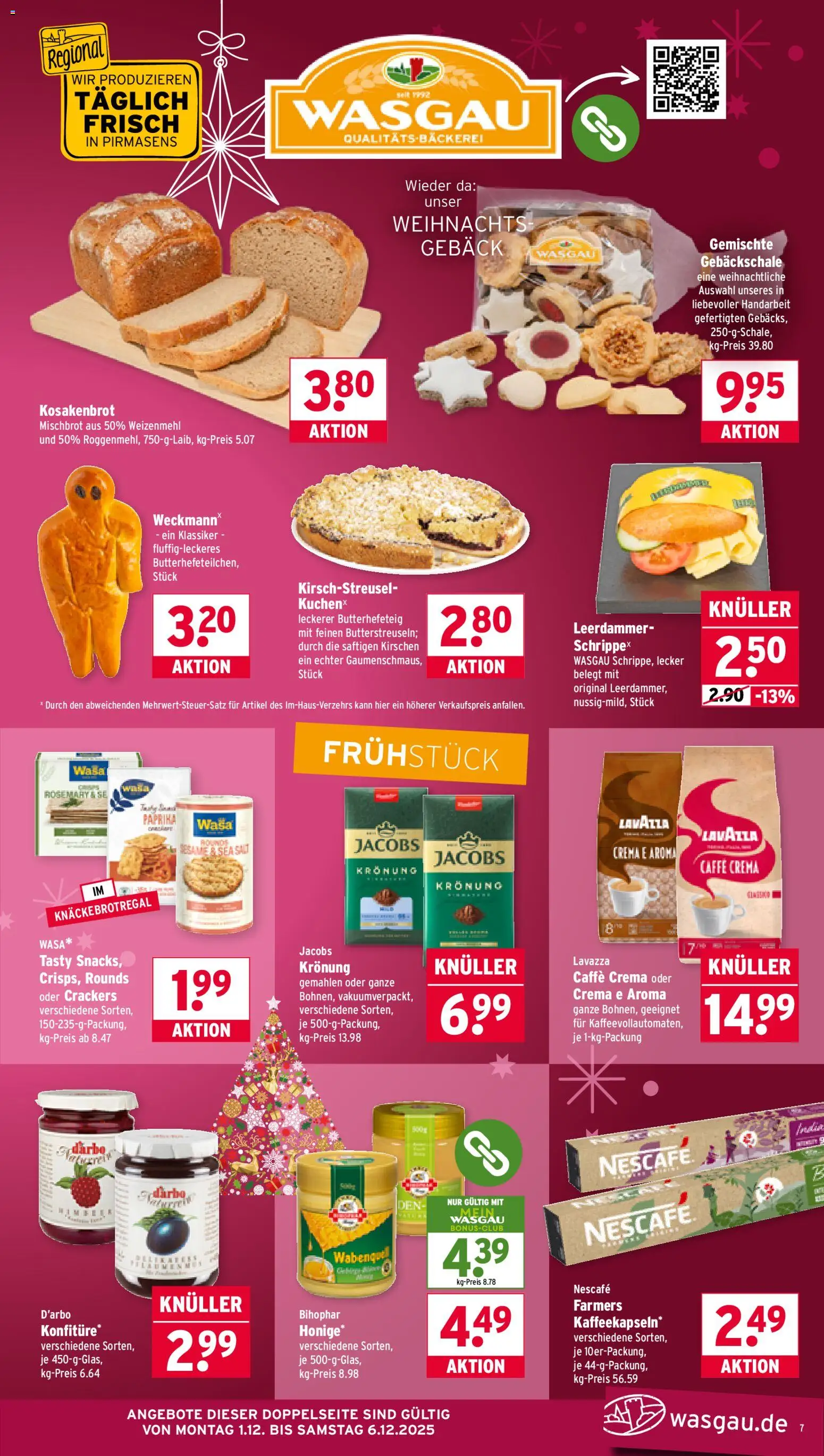 Wasgau Prospekt 	 – gültig ab 01.12.2025 | Seite: 7 | Produkte: Lavazza, Weizenmehl, Leerdammer, Paprika