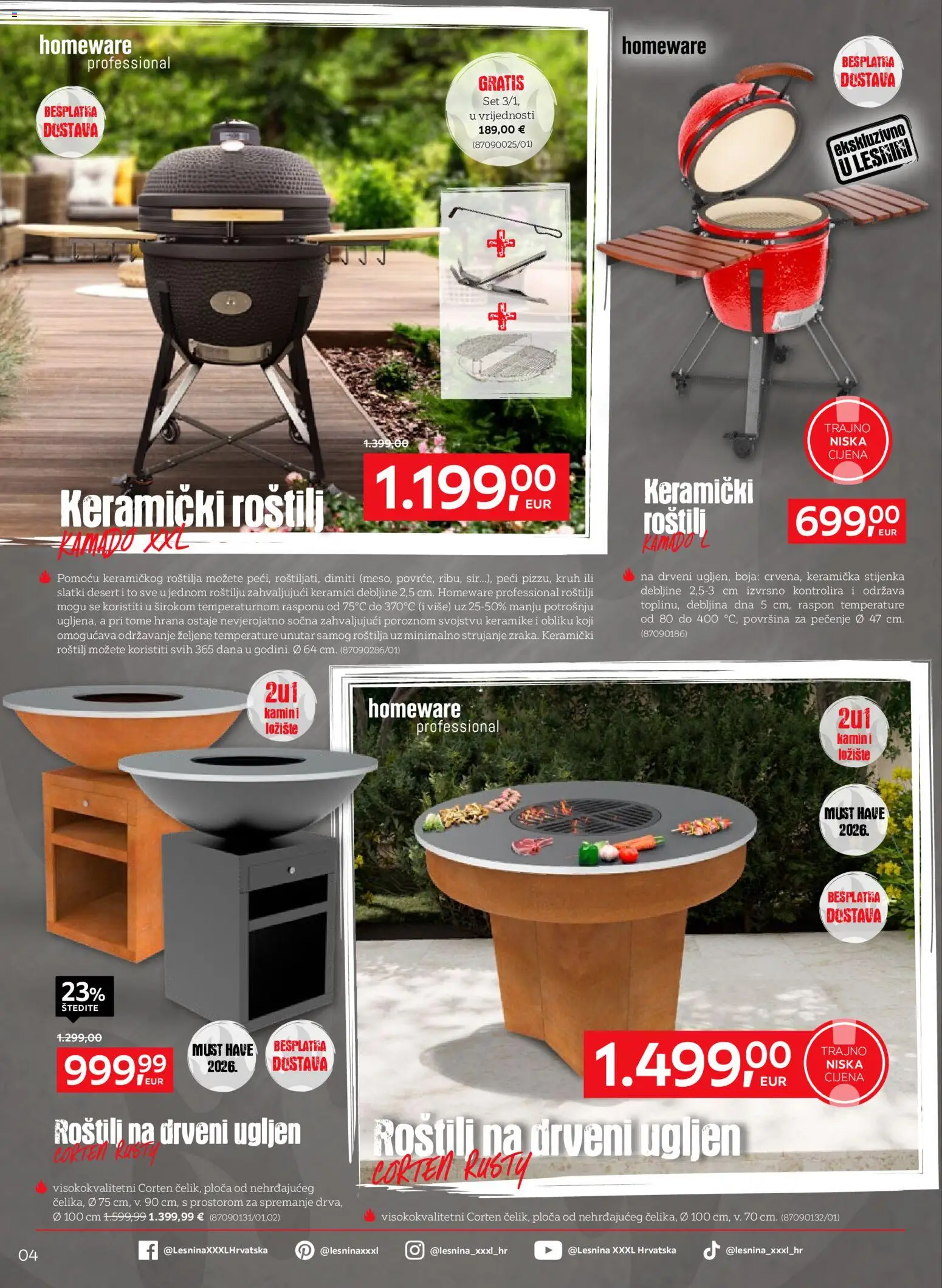 Lesnina katalog | vrijedi od 07.04.2026 | Stranica: 4 | Proizvodi: Roštilj, Sir, Kruh, Kamin
