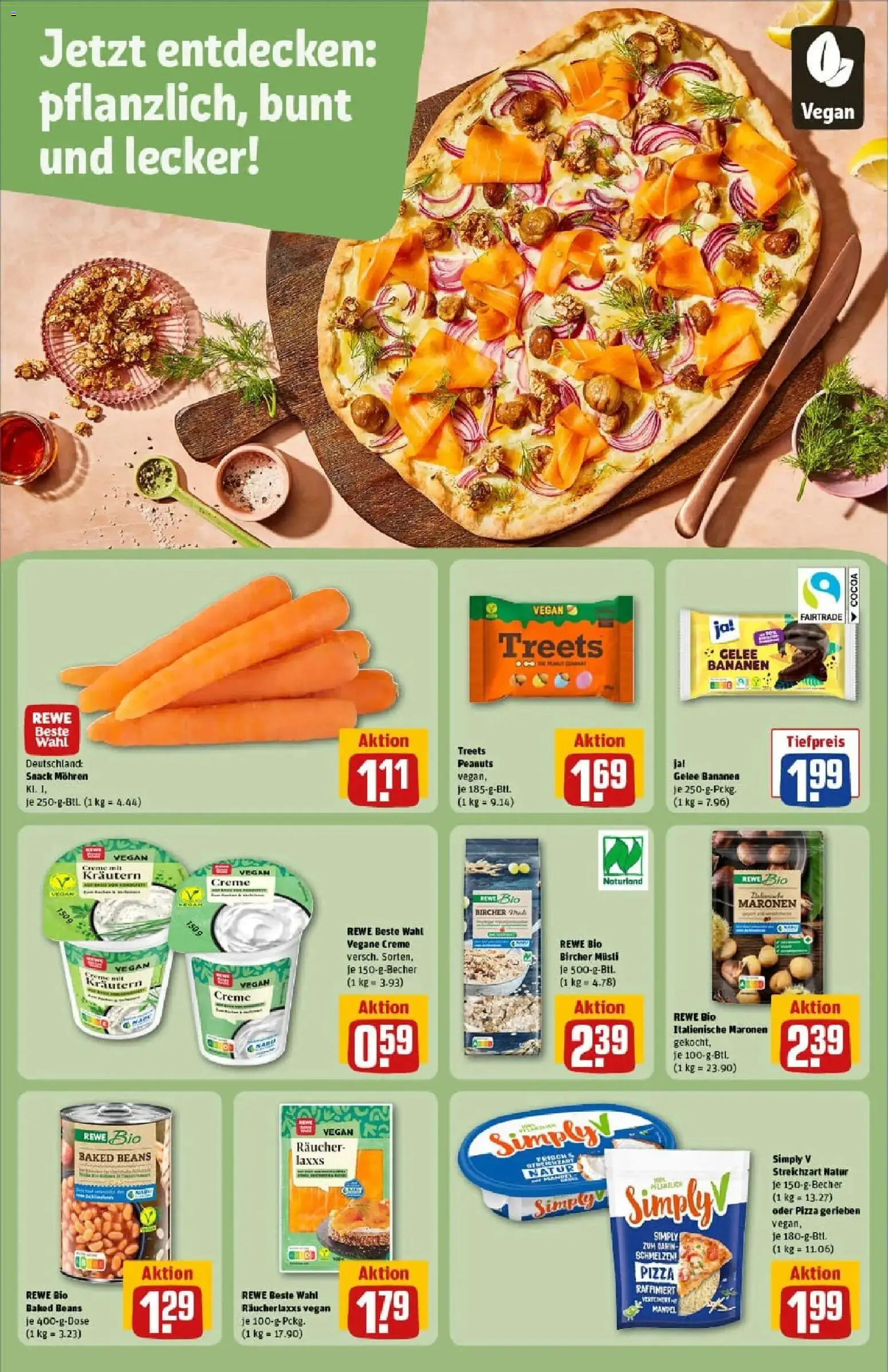 Rewe prospekt Hamburg	 – gültig ab 26.01.2026 | Seite: 28 | Produkte: Bananen, Creme, Mohren, Pizza