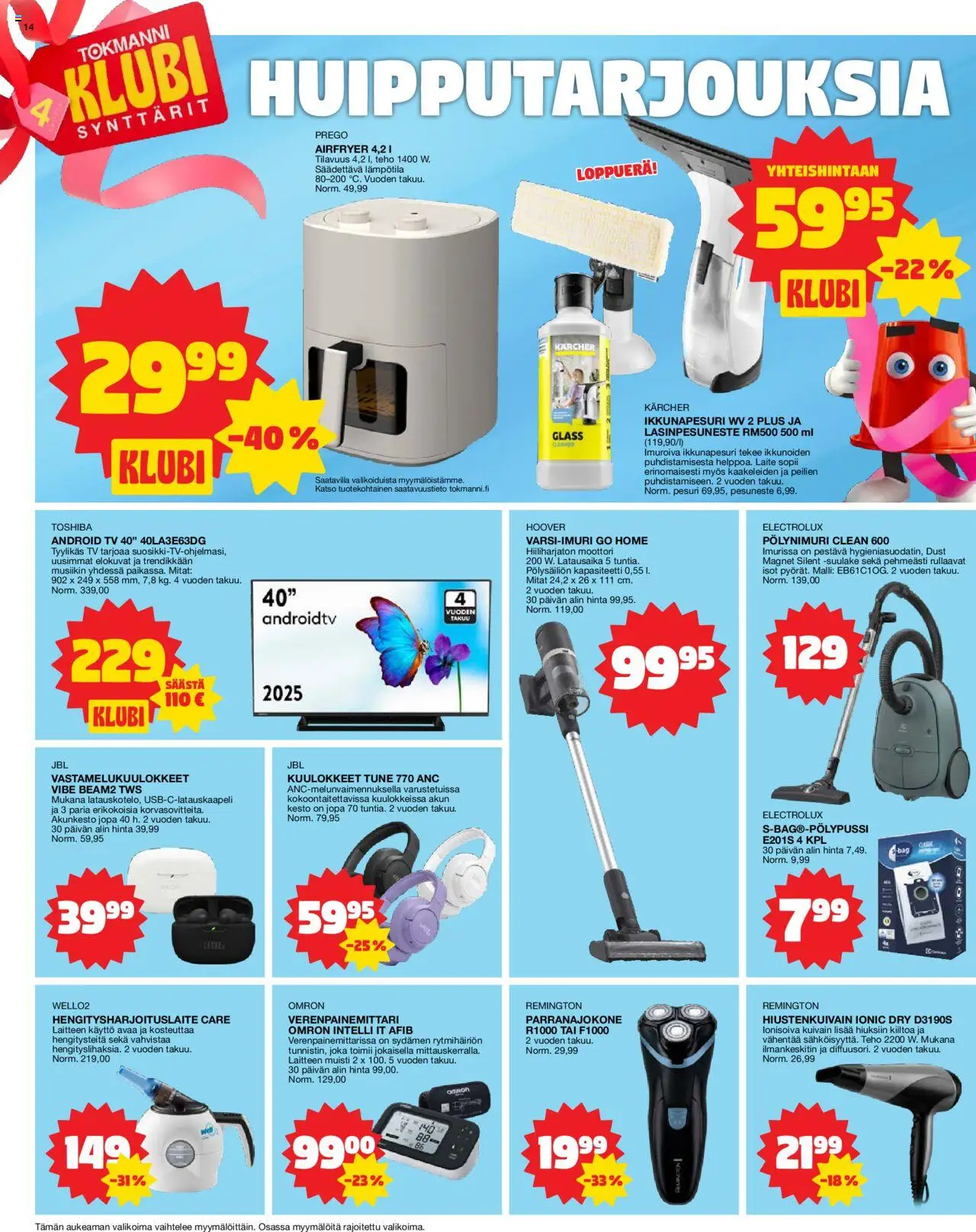  | Sivu: 14 | Tuotteet: Vastamelukuulokkeet, Hengitysharjoituslaite, TV, Kuulokkeet