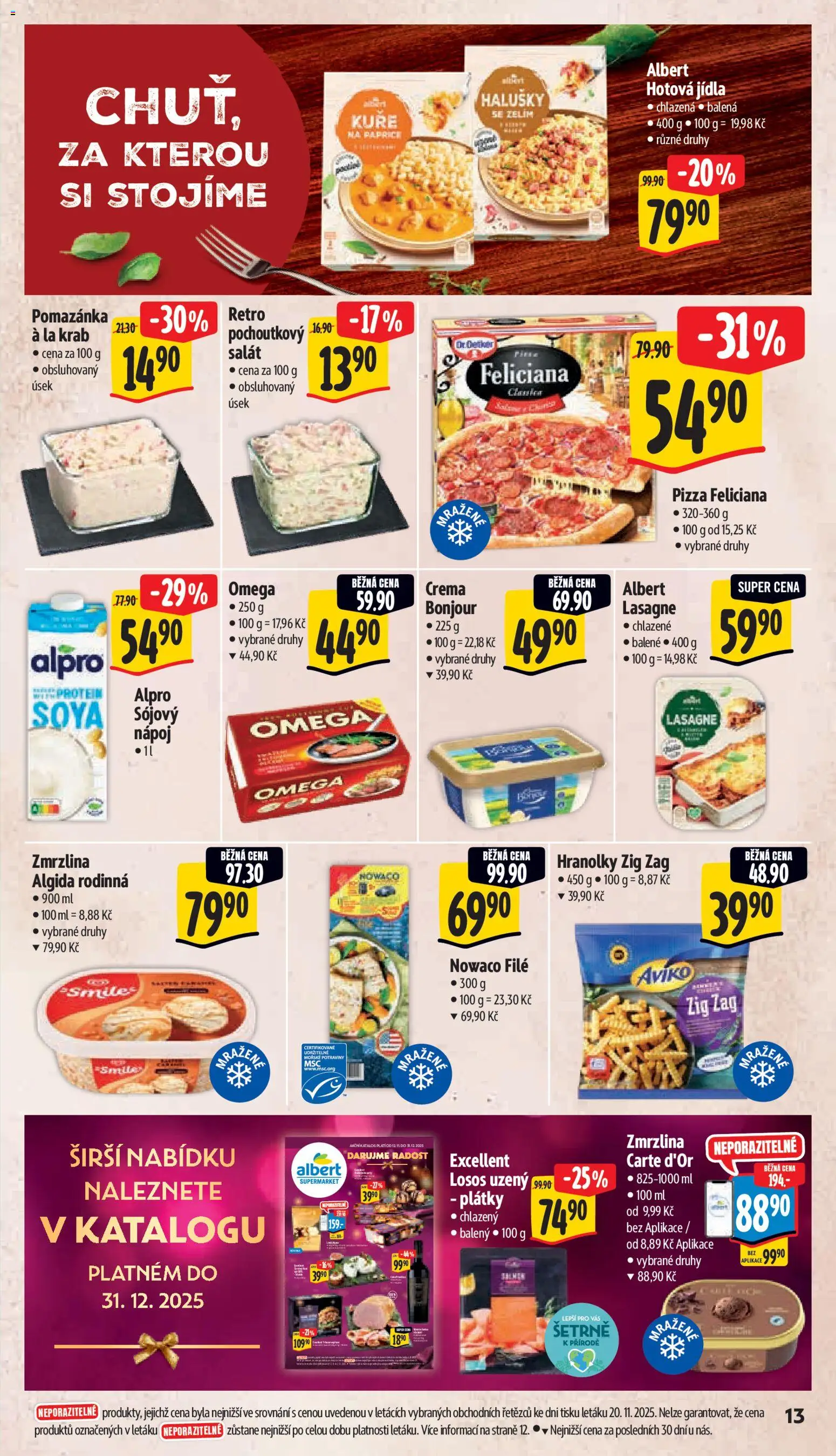 Albert leták - Supermarket od 26.11.2025 | Strana: 21 | Produkty: Zmrzlina, Losos, Potraviny, Lasagne