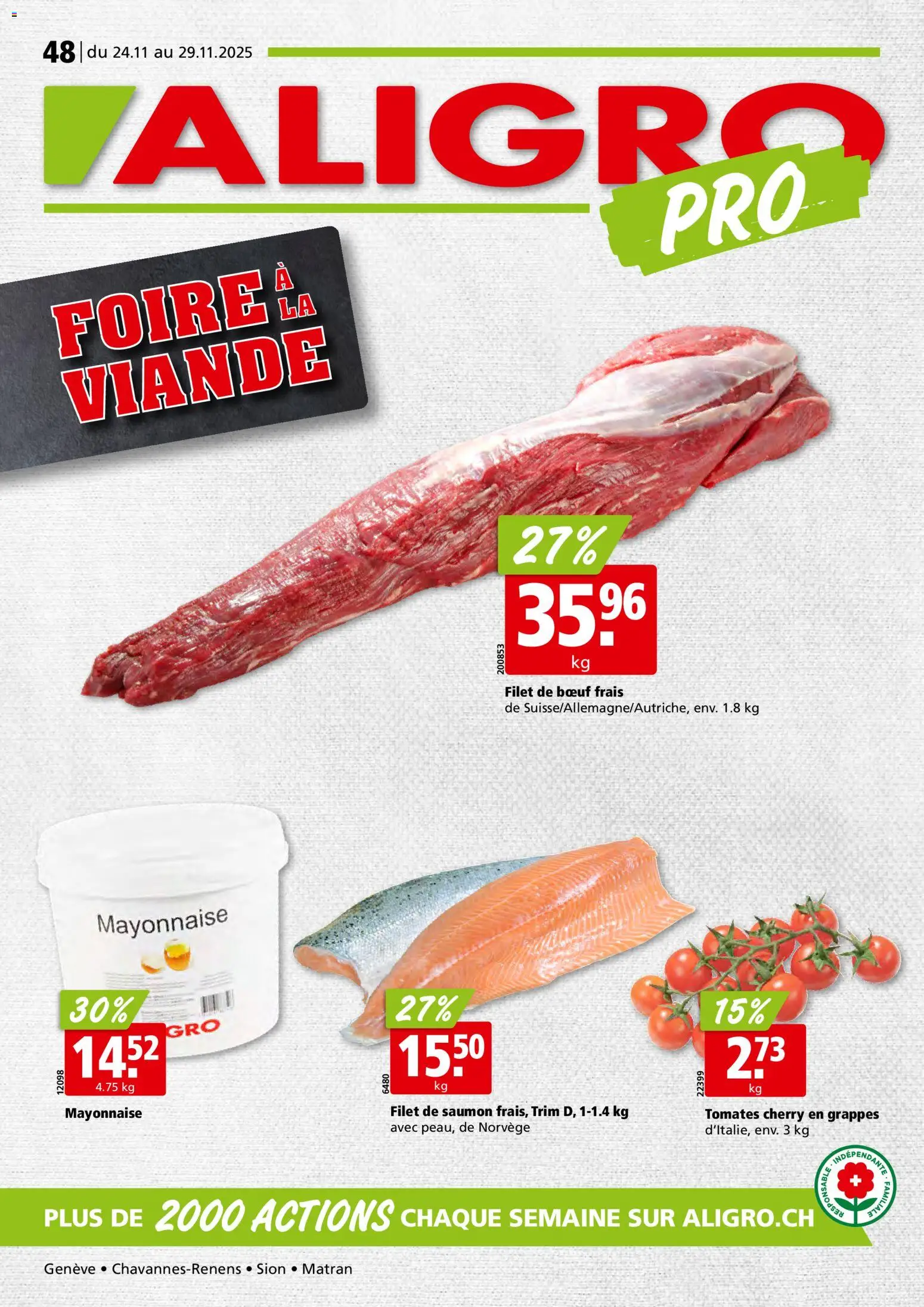 Aligro Aktionen Chavannes, Matran, Genève, Sion – gültig ab 24.11.2025 | Seite: 1 | Produkte: Mayonnaise