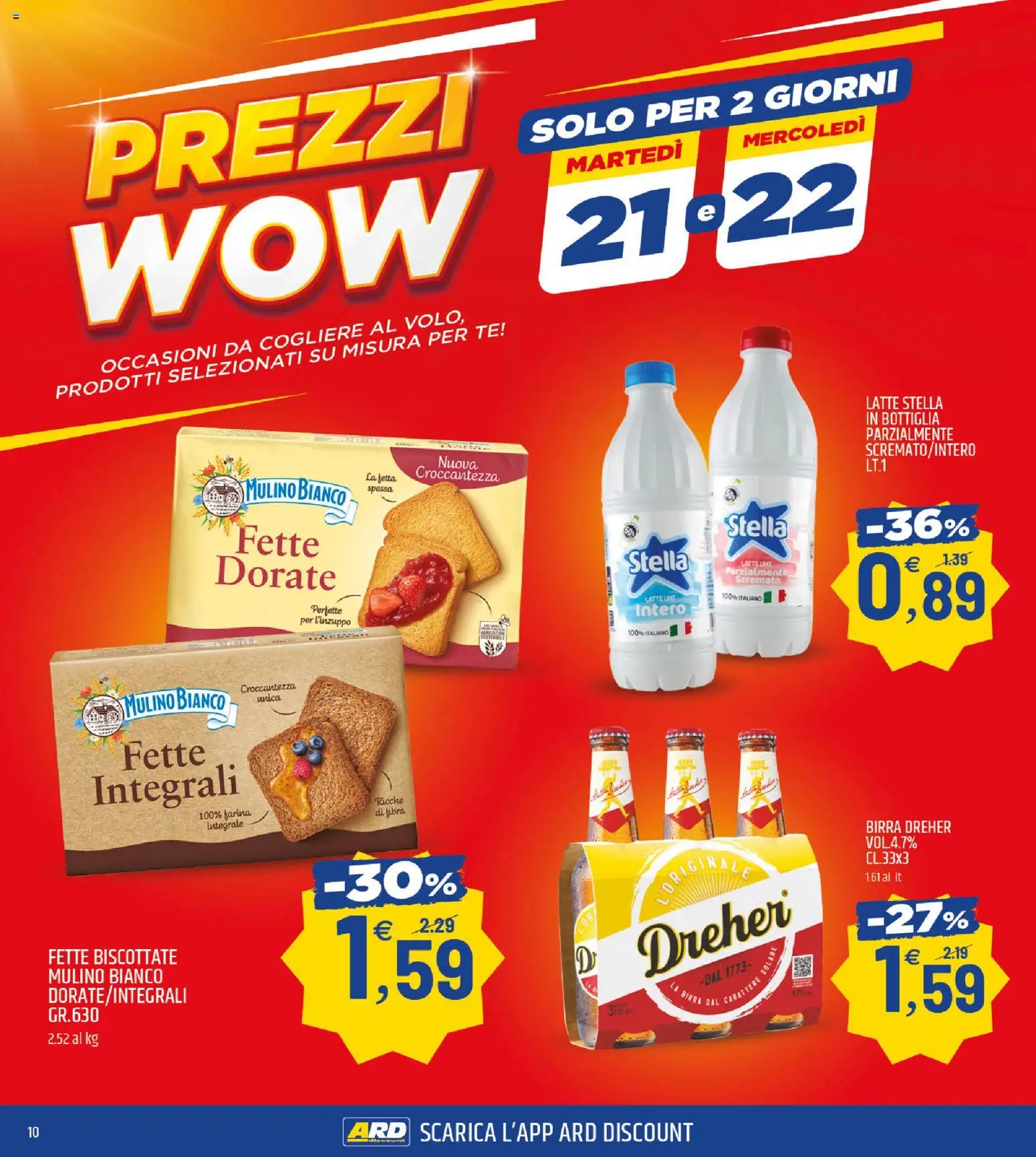 Volantino ARD Discount del 16.04.2026 | Pagina: 10 | Prodotti: Tè, Latte, Farina, Fette biscottate