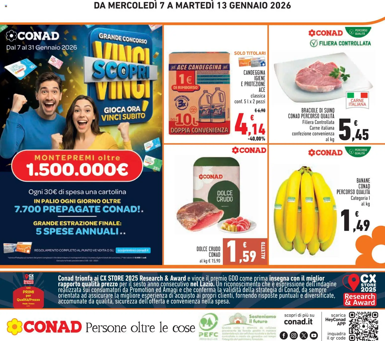 Volantino Conad del 07.01.2026 | Pagina: 24 | Prodotti: Banane, Candeggina, Suino