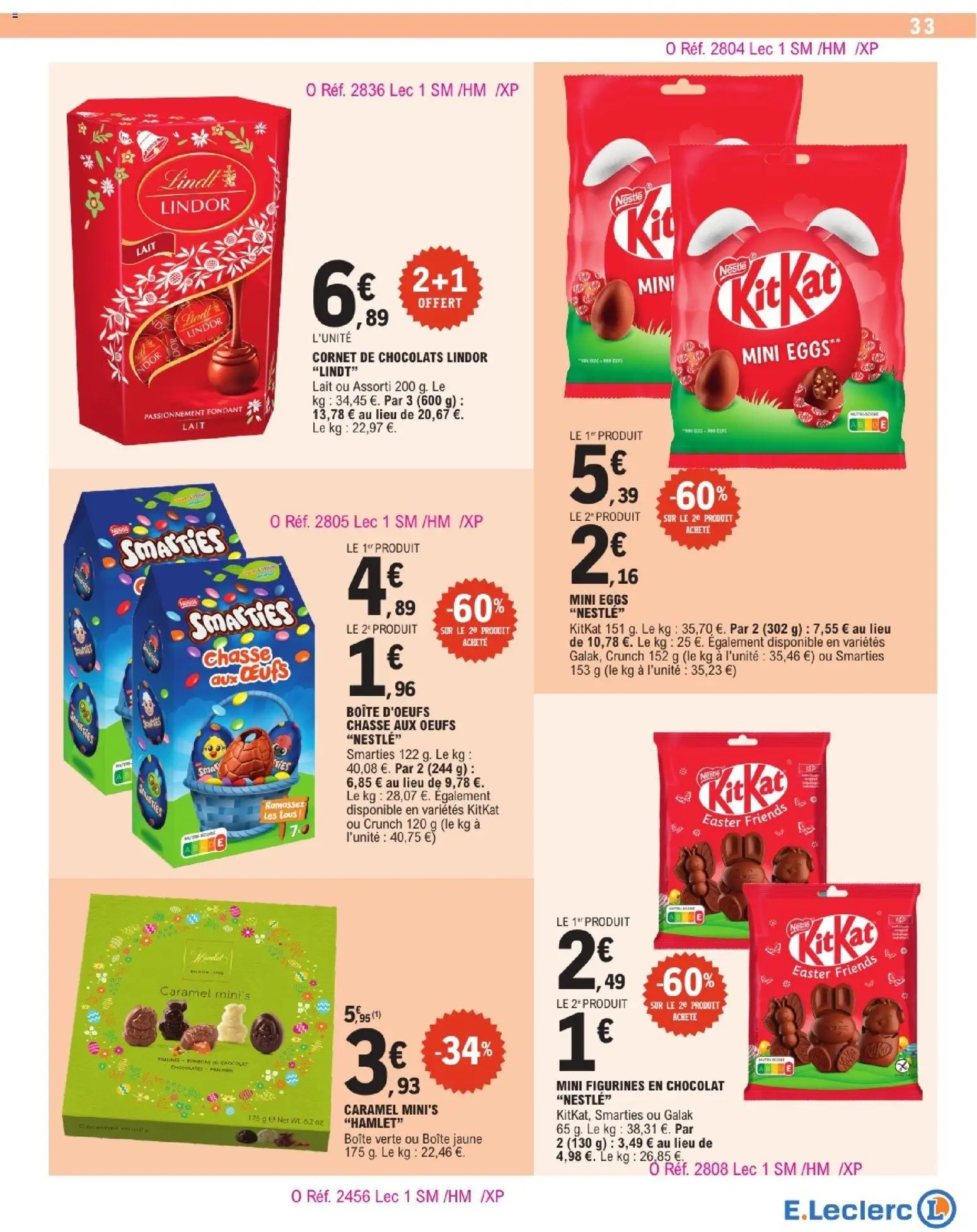 {H1} | Page: 33 | Produits: Œufs, Chocolat, Figurines, Lindt