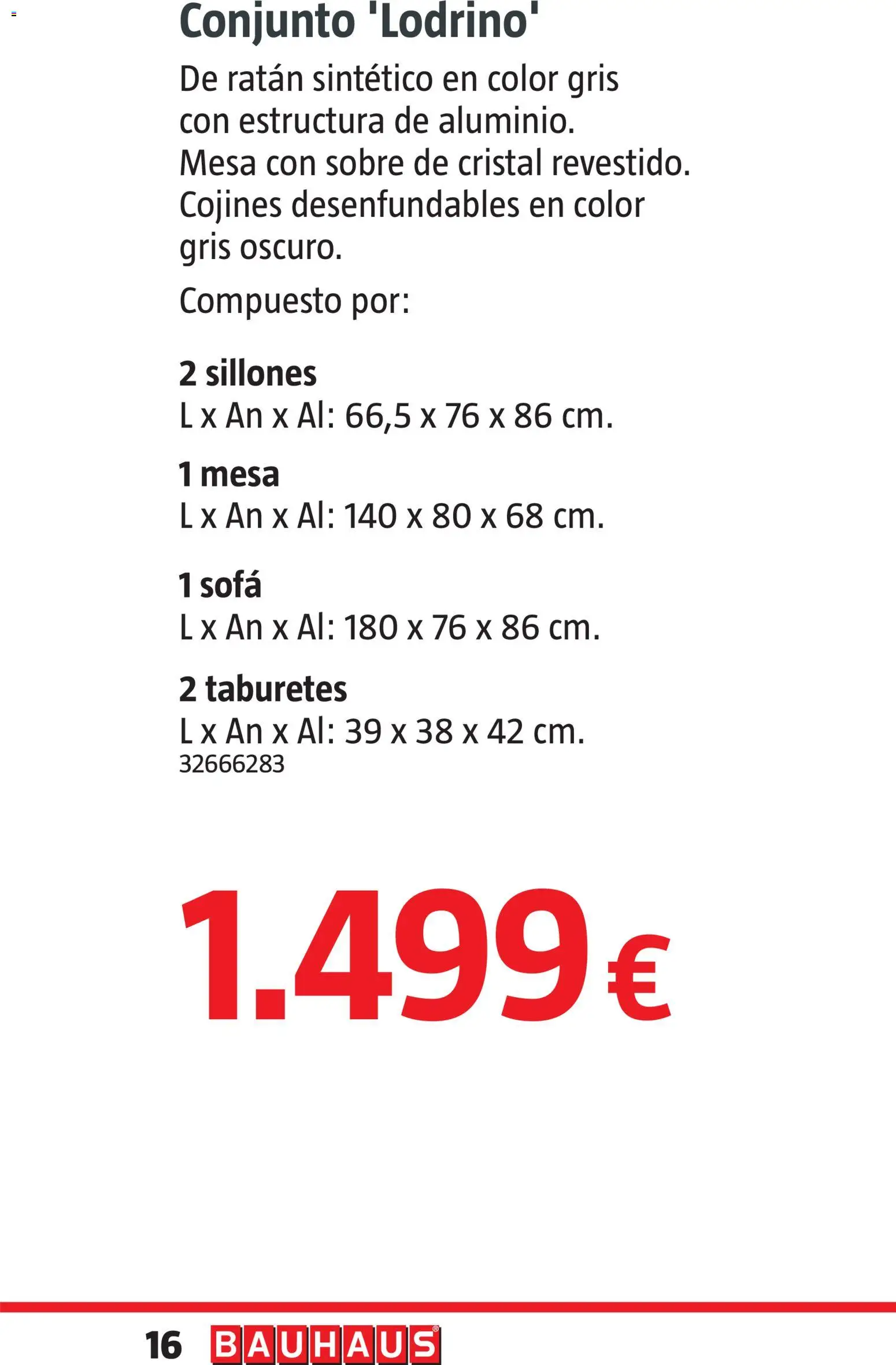 Bauhaus Verano │ válido desde el 16.03.2026 | Página: 16 | Productos: Sofá, Mesa