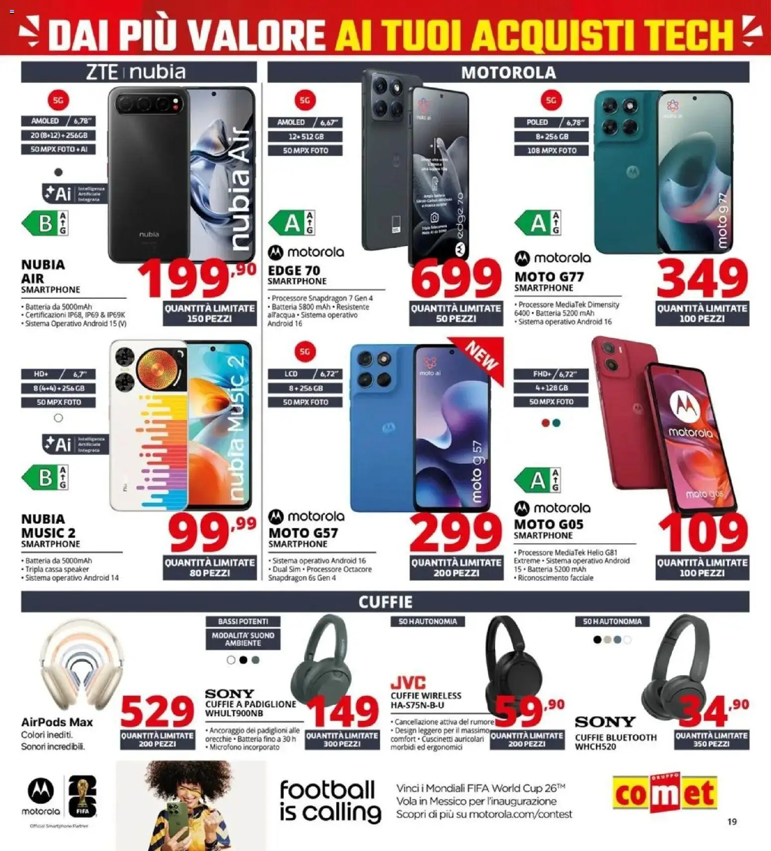 Volantino Comet del 05.03.2026 | Pagina: 19 | Prodotti: Auricolari, Cuffie, Speaker, Airpods