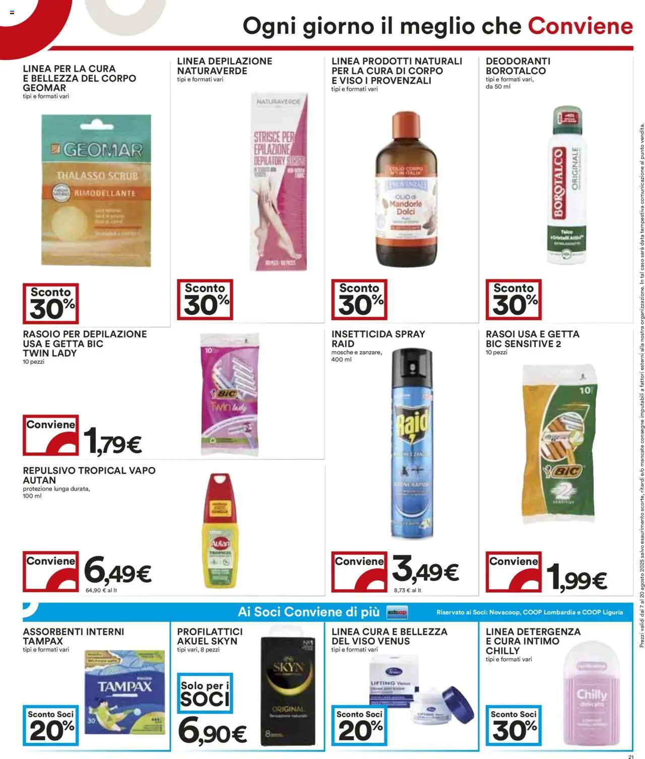 Volantino COOP del 07.08.2025 | Pagina: 21 | Prodotti: Intimo, Profilattici, Olio, Insetticida