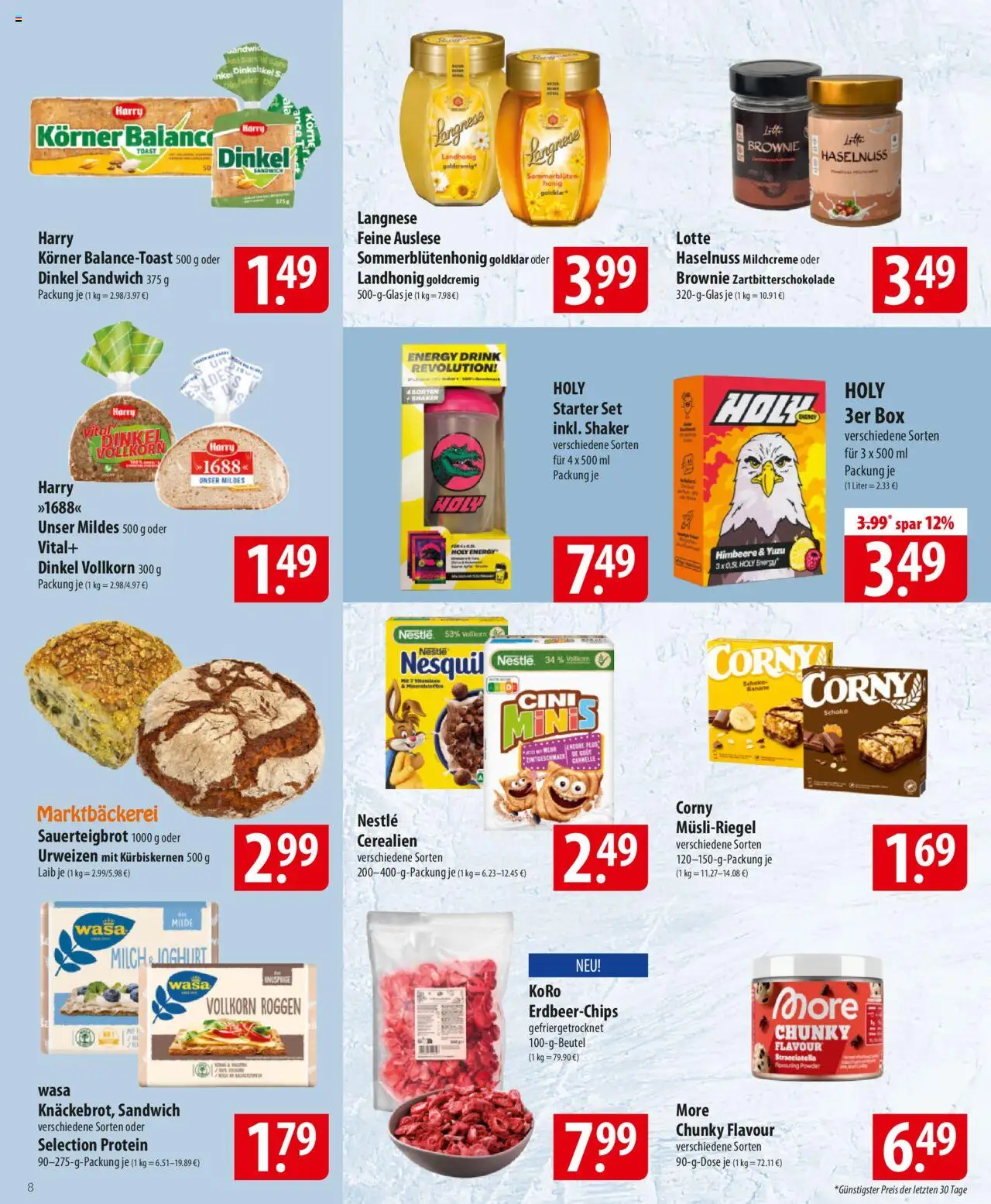 Famila Prospekt 	 - gültig ab dem 18.08.2025 | Seite: 8 | Produkte: Langnese, Energy, Joghurt, Toast