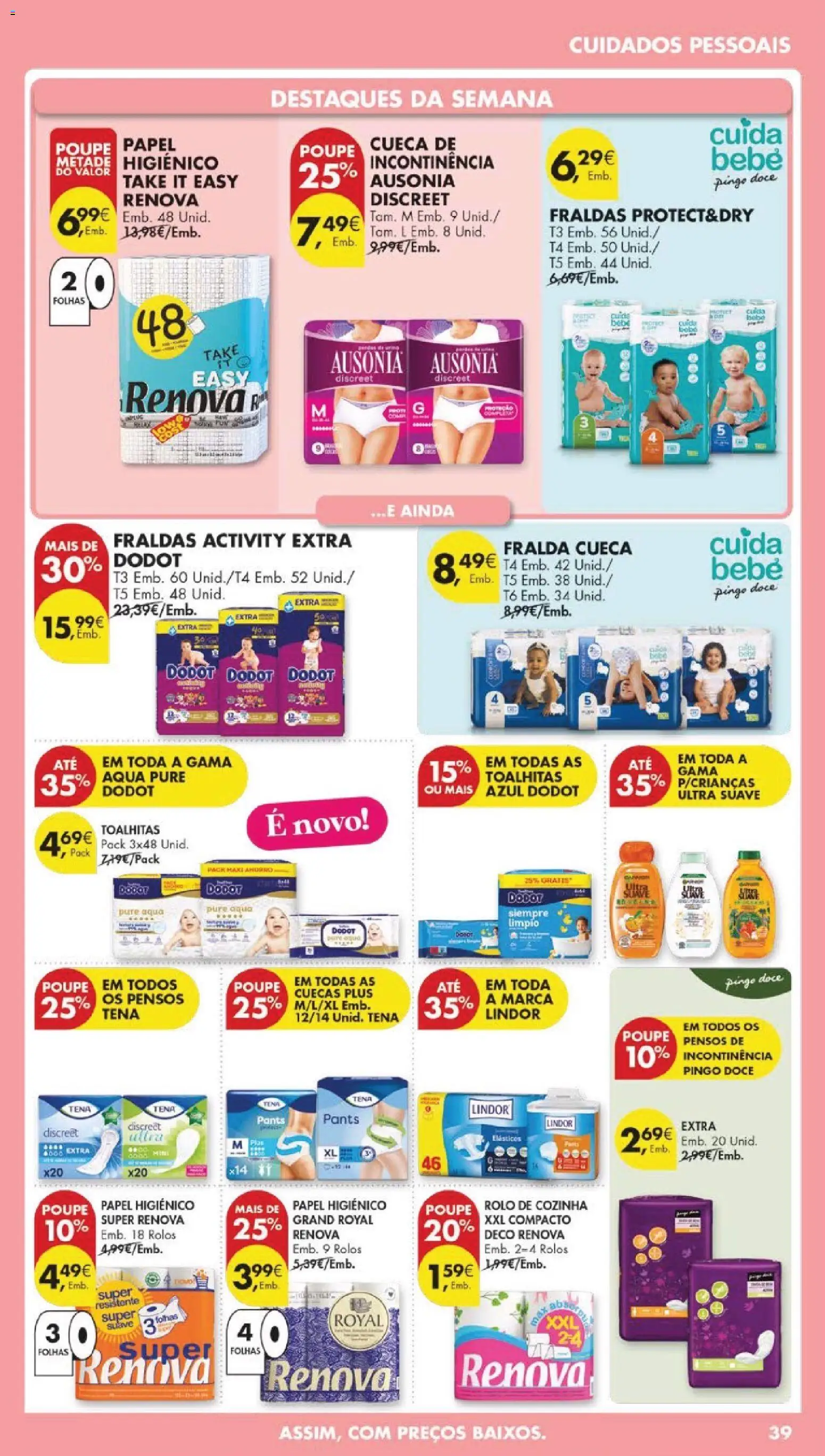 Pingo Doce folheto │ válido de 14.04.2026 | Página: 43 | Produtos: Papel higiénico, Fraldas, Shampoo, Cuecas