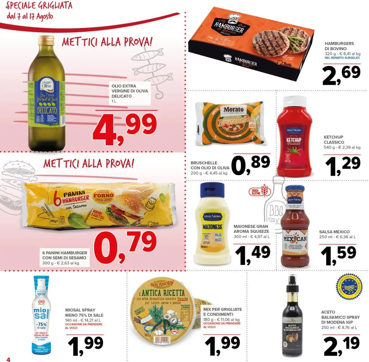 Volantino Todis del 07.08.2025 | Pagina: 4 | Prodotti: Pesce, Salsa, Olio, Aceto