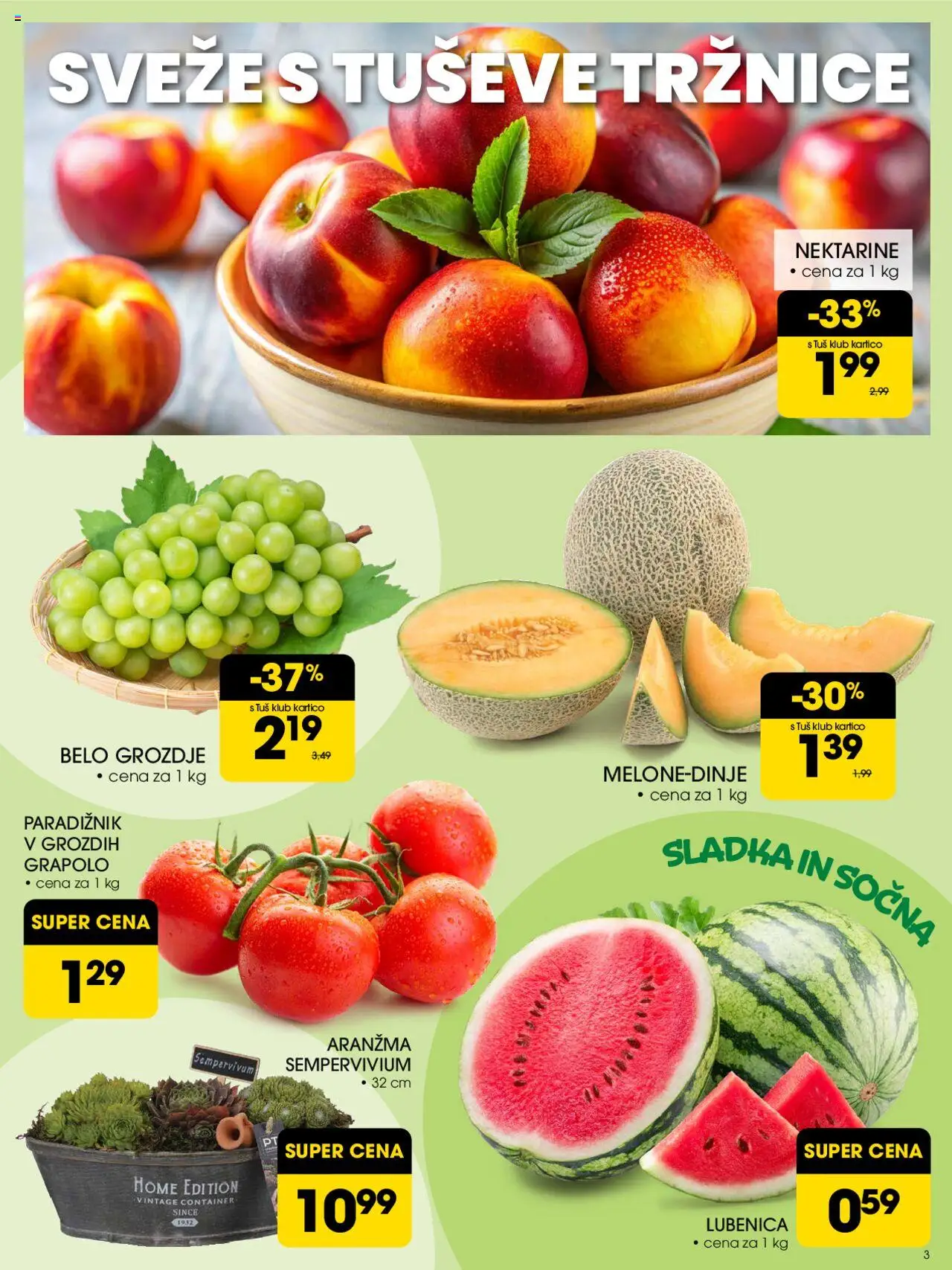 Tuš katalog │ velja od 06.08.2025 | Stran: 3 | Izdelki: Lubenica, Grozdje, Paradiznik, Nektarine