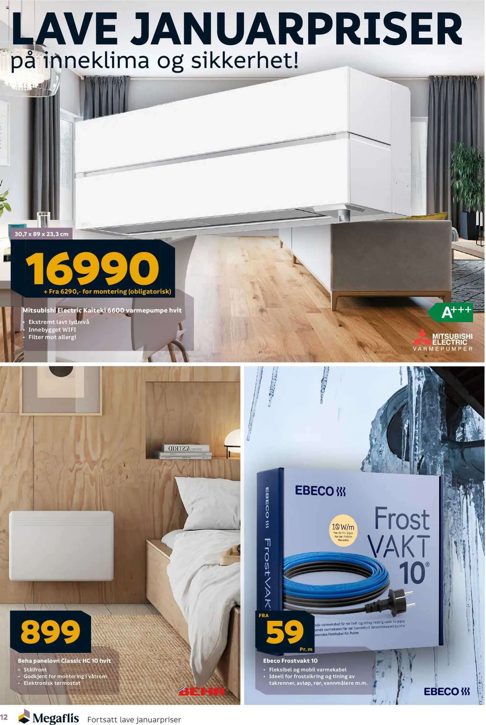 {H1} | Side: 12 | Produkter: Varmepumpe, Panelovn