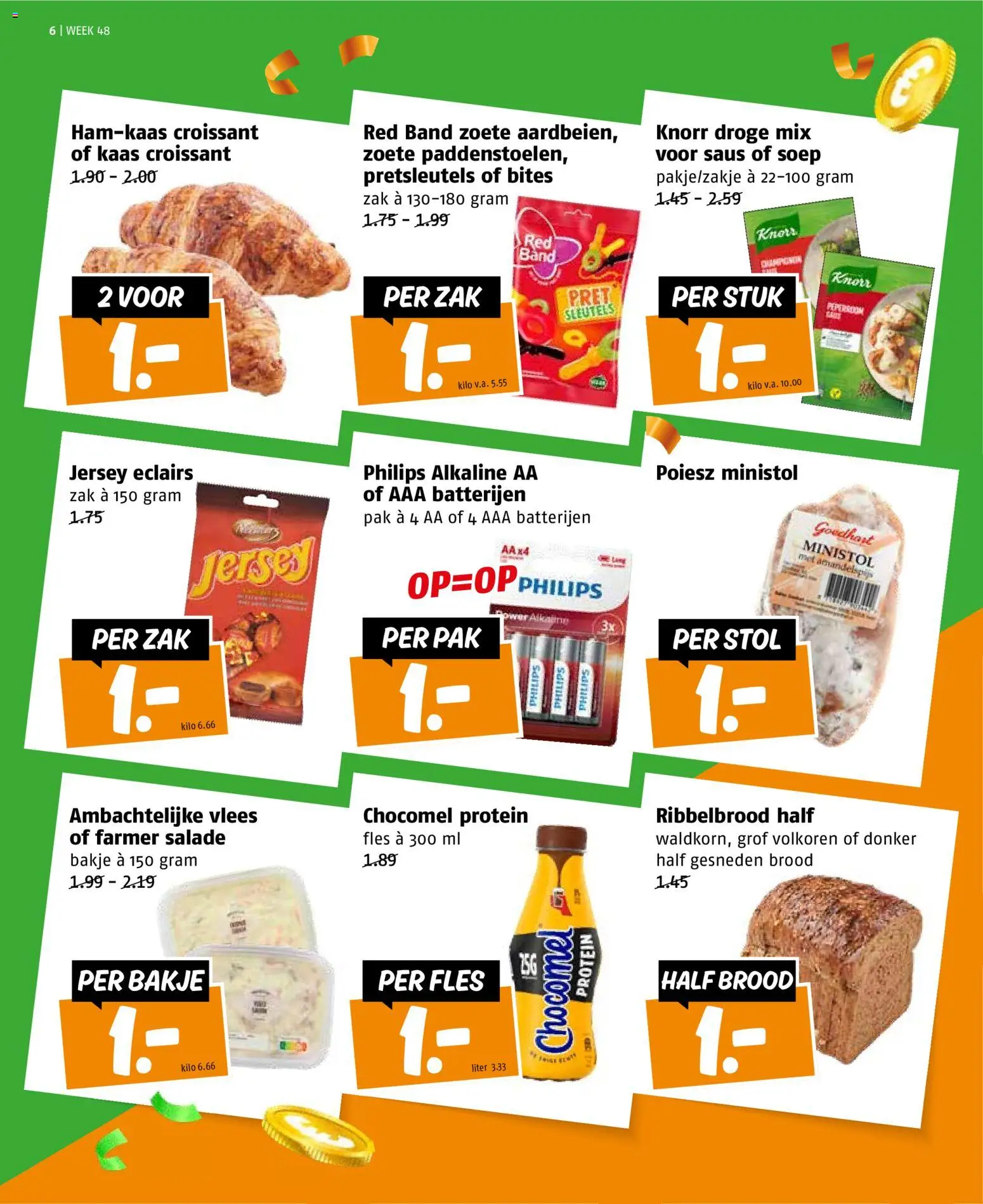 {H1} | Pagina: 6 | Producten: Kaas, Fles, Salade, Batterijen