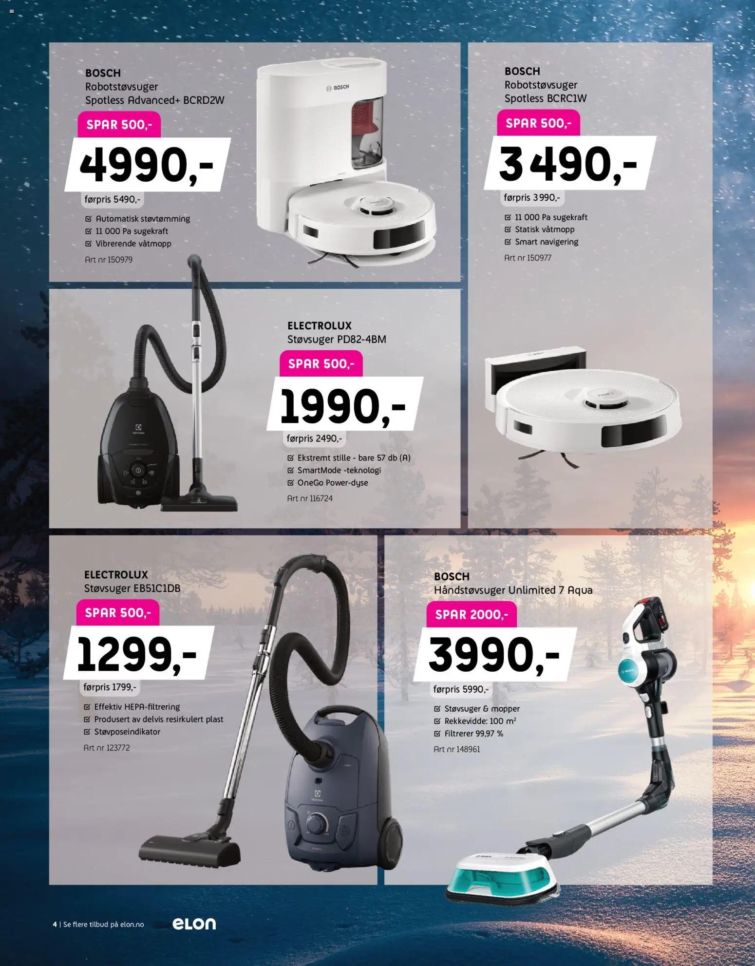 {H1} | Side: 4 | Produkter: Robotstøvsuger, Håndstøvsuger, Støvsuger