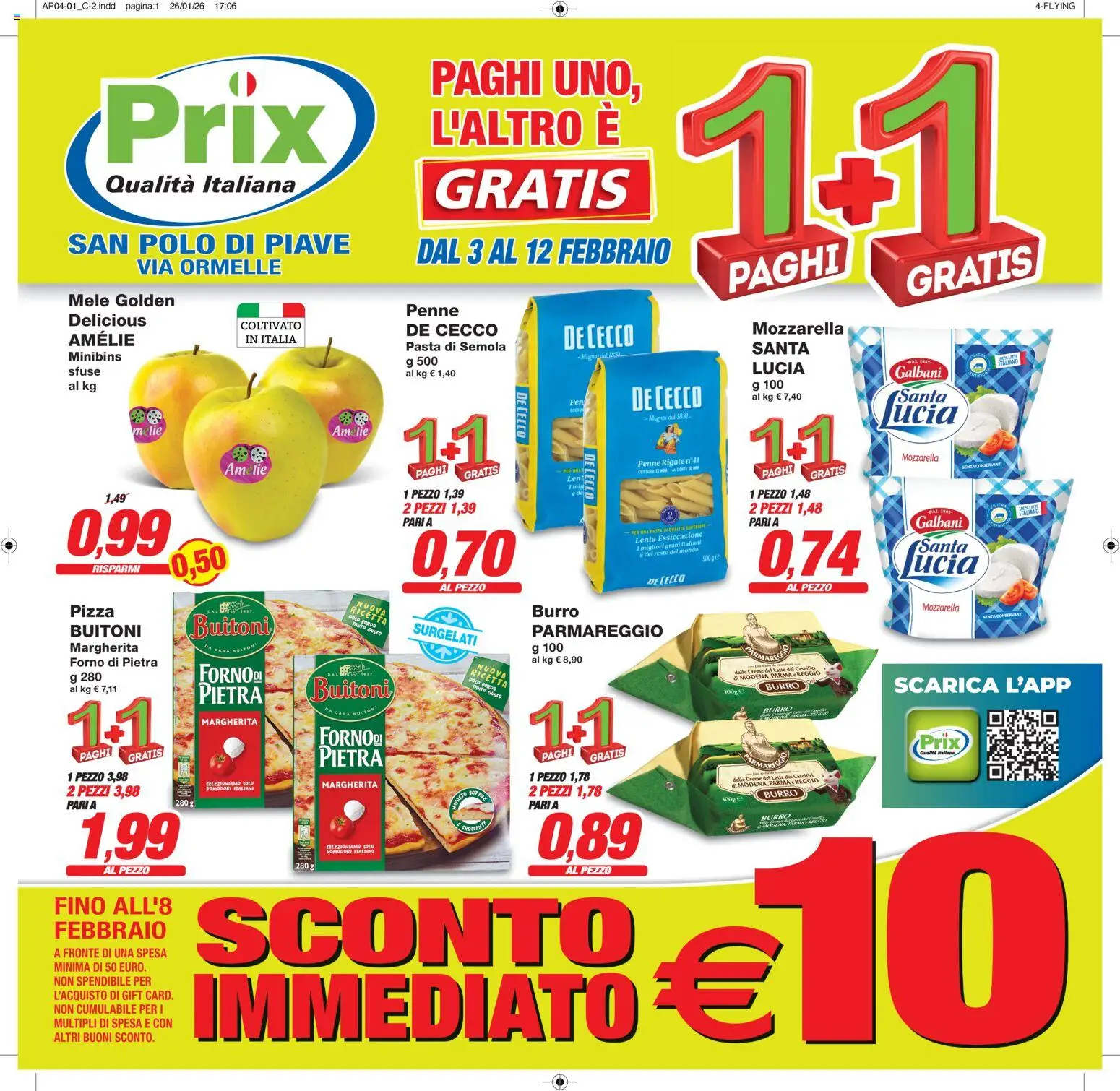 Volantino Prix del 03.02.2026 | Pagina: 1 | Prodotti: Mozzarella, Latte, Burro, Pasta