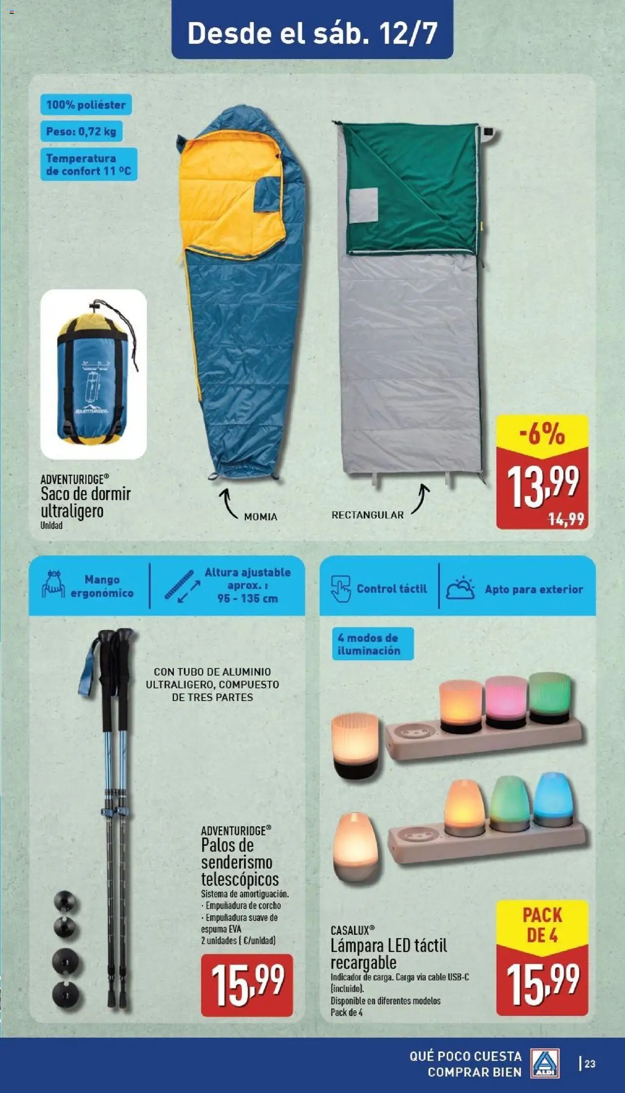 Aldi folleto Canarias │ válido desde el 07.07.2025 | Página: 23 | Productos: Cable, Peso, Galette de chaise, Lámpara