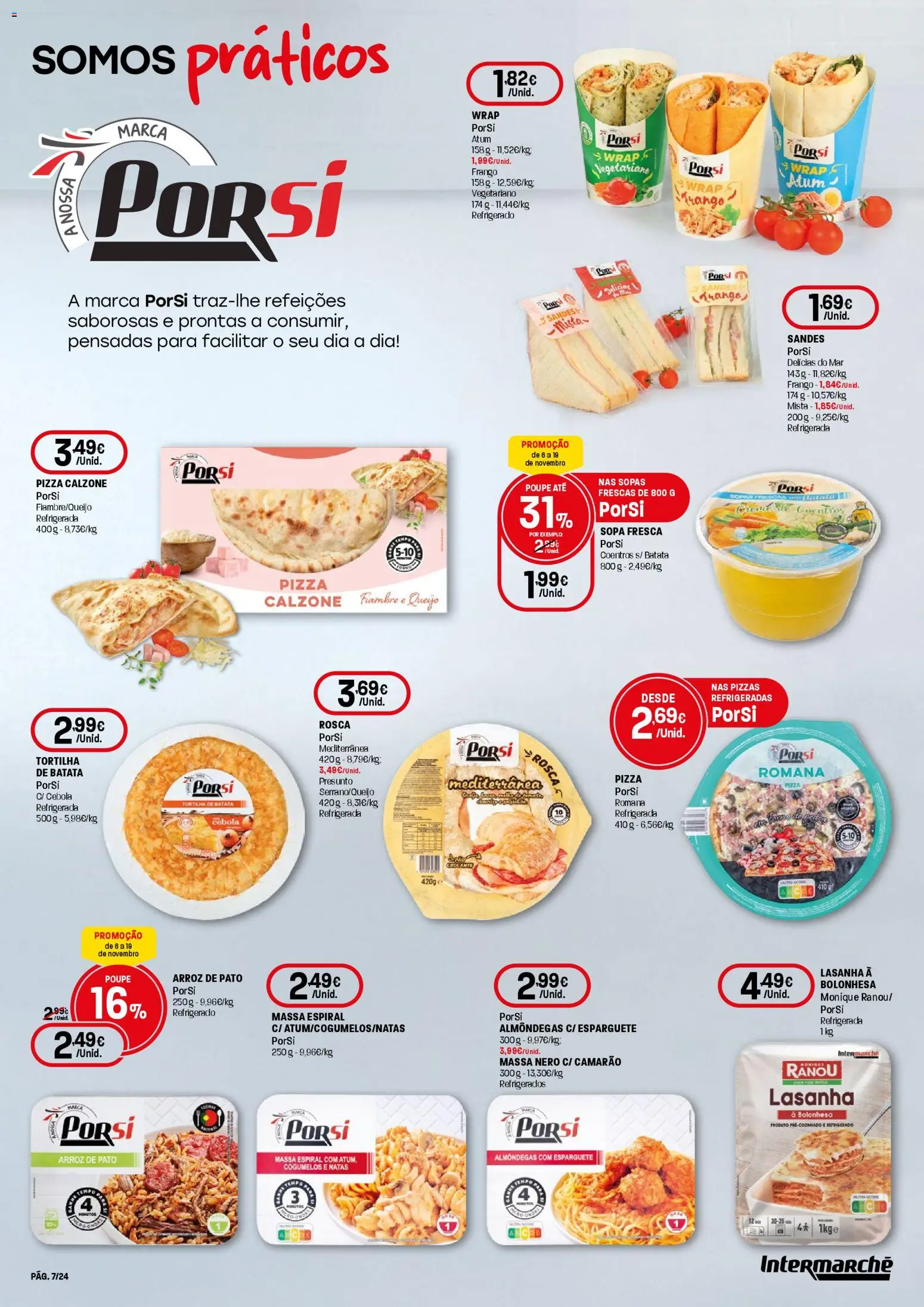 Intermarché folheto │ válido de 06.11.2025 | Página: 7 | Produtos: Atum, Esparguete, Cebola, Pizza