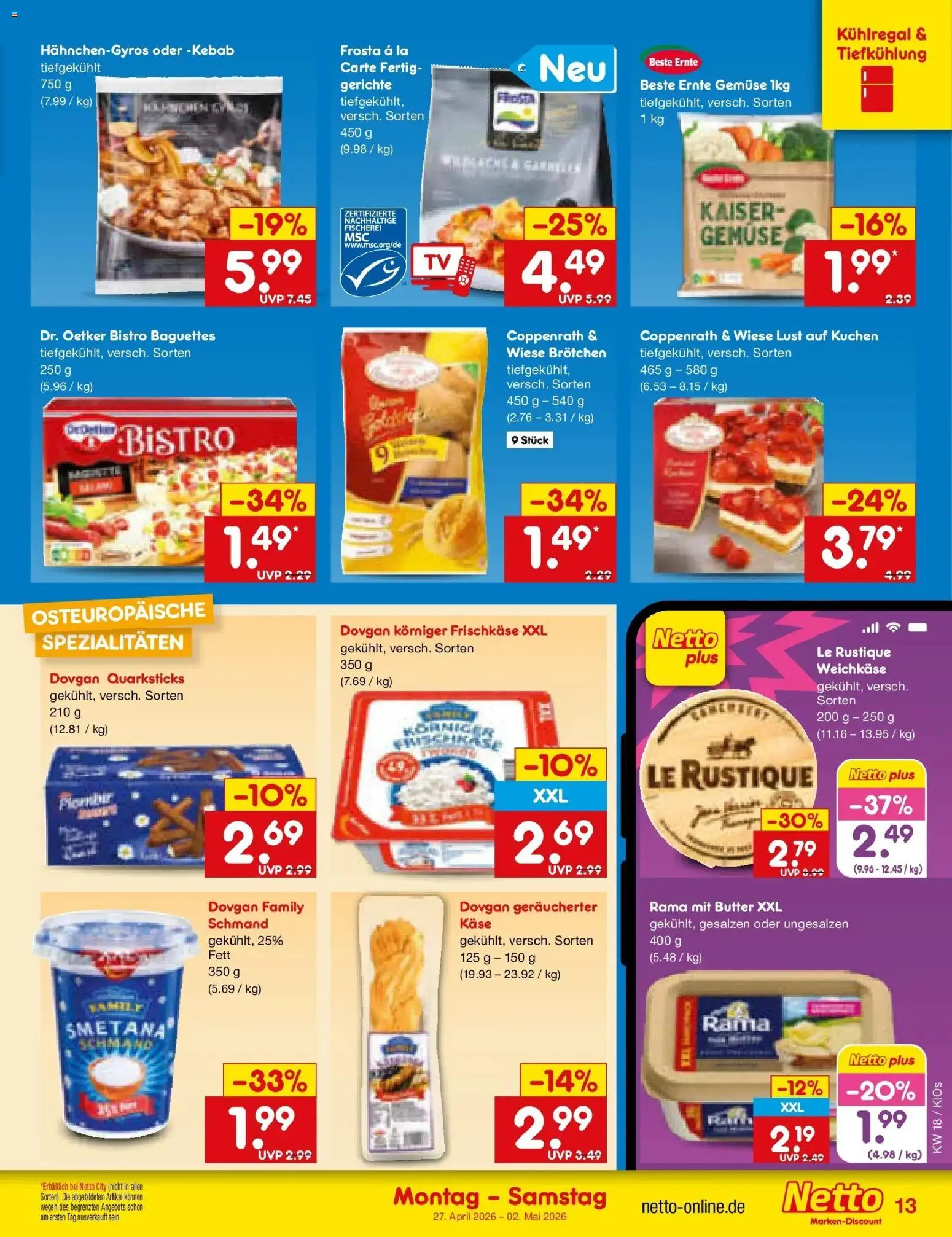 Netto Marken-Discount Prospekt Oberhaid	 – gültig ab 27.04.2026 | Seite: 15 | Produkte: Rama, Frosta, Gemüse, Frischkase