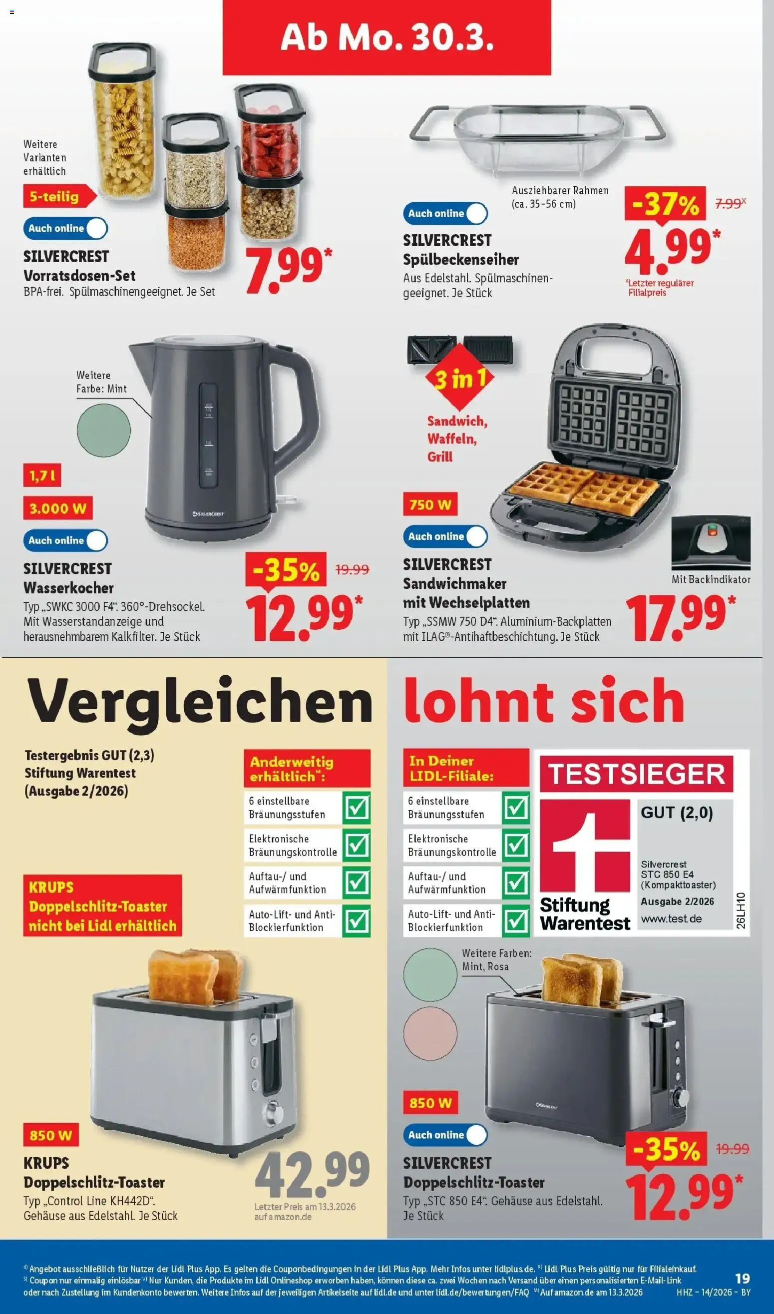 Lidl Prospekt Hof-innenstadt – gültig ab 30.03.2026 | Seite: 39 | Produkte: Krups, Grill, Wasserkocher, Sandwichmaker