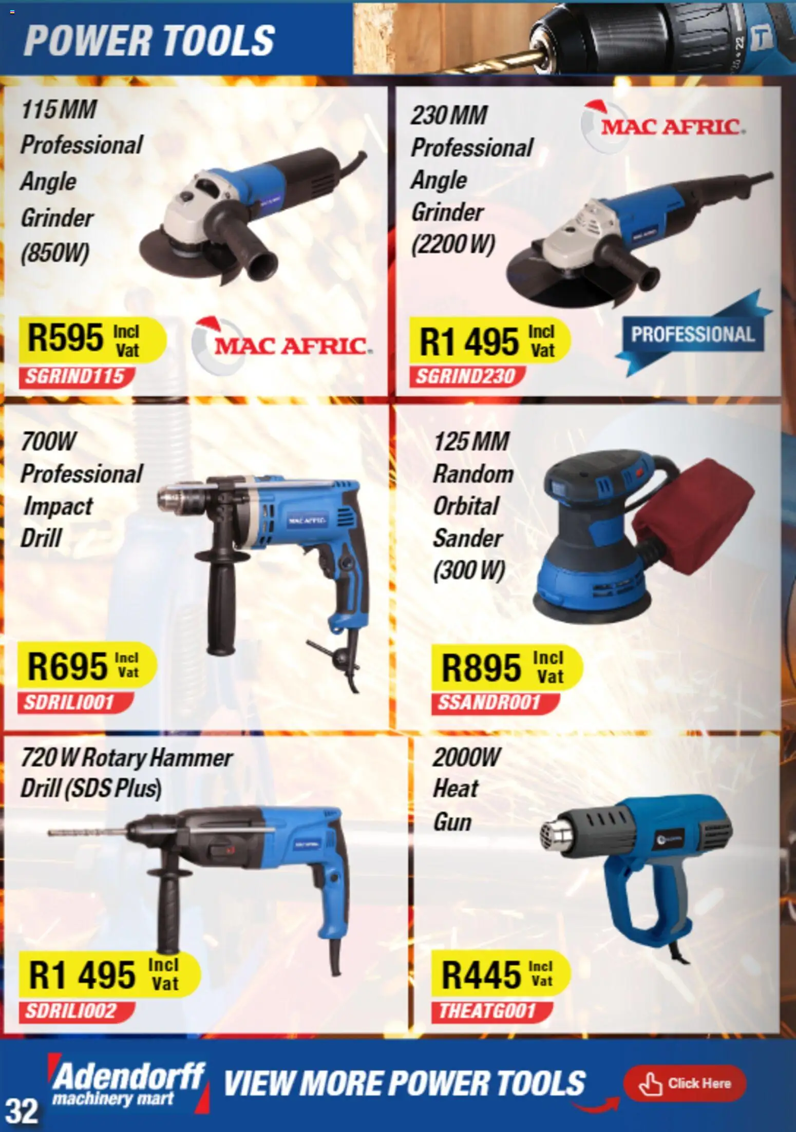New Adendorff catalogue – valid from 01.01.2026 | Page: 34 | Products: Grinder, Rotary hammer, Hammer, Angle grinder