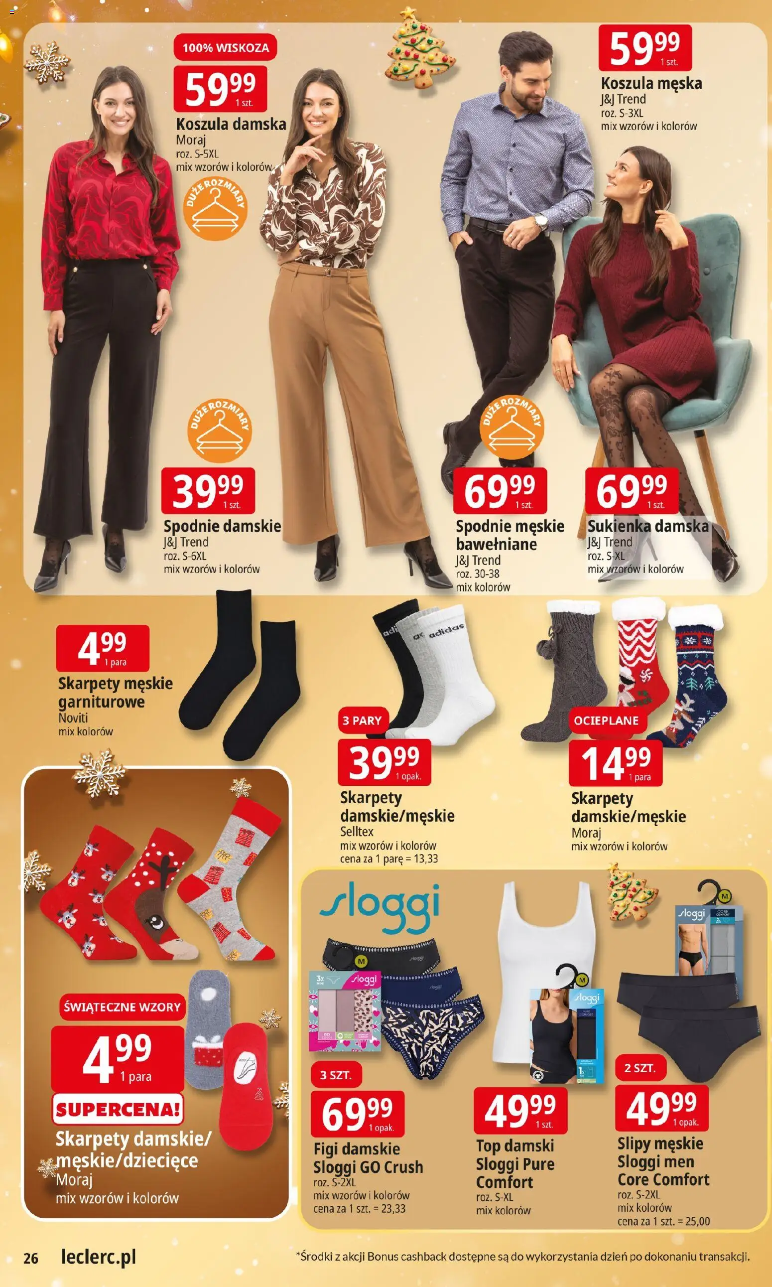 E.Leclerc Gazetka - Elbląg od 09.12.2025 | Strona: 26 | Produkty: Koszula, Top, Spodnie, Skarpety męskie