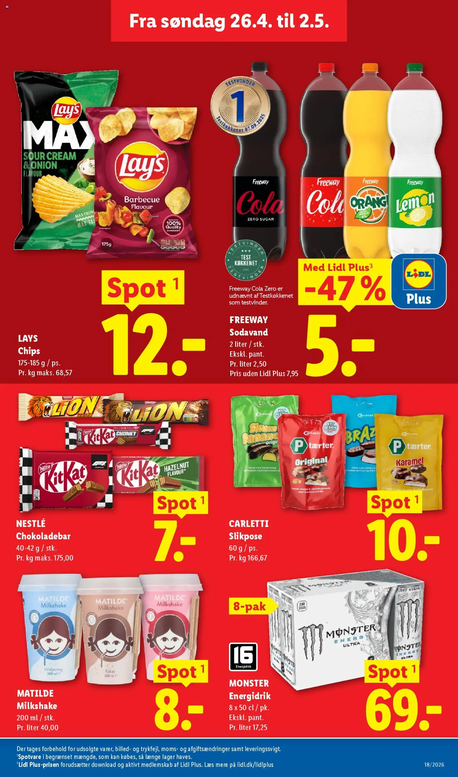 Lidl tilbudsavis – gyldig fra 26.04.2026 | Side: 7 | Produkter: Chips, Peanuts, Milkshake, Cola