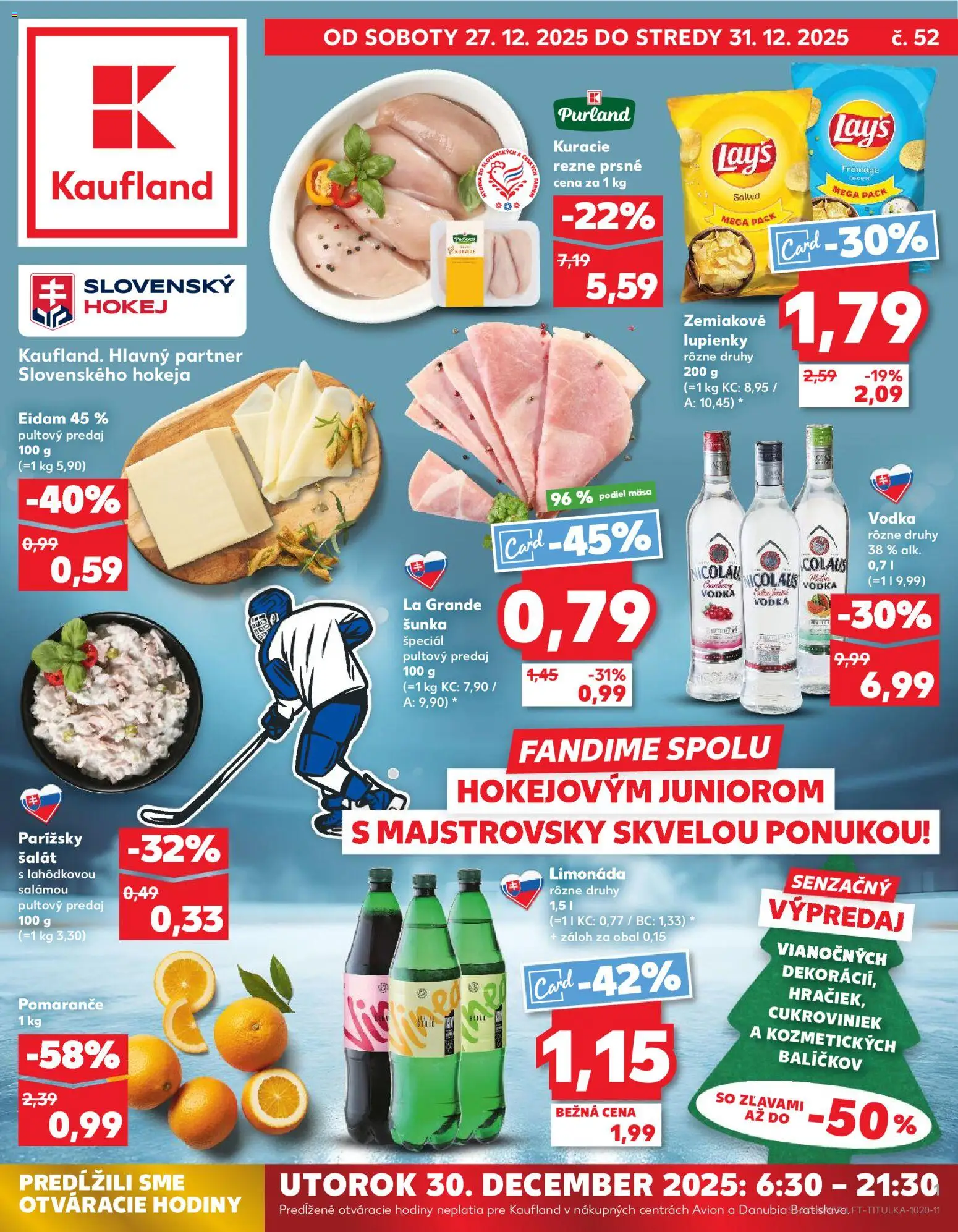Nové Kaufland akcie – leták je platný od 27.12.2025 | Strana: 1 | Produkty: Hodiny, Pomaranče, Eidam