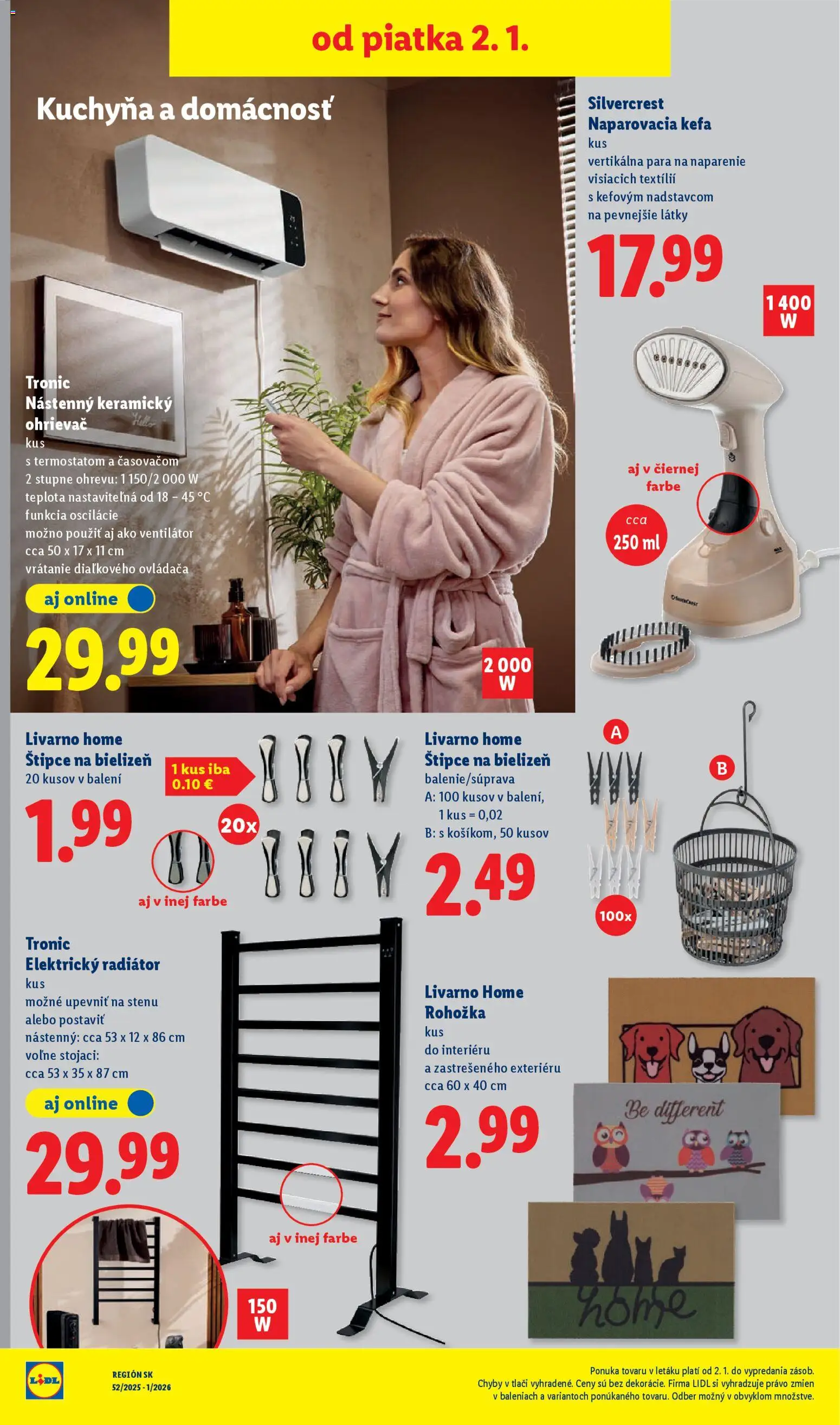 Nové Lidl akcie – leták je platný od 27.12.2025 | Strana: 98 | Produkty: Rohožka, Kuchyňa, Ventilátor, Ohrievač
