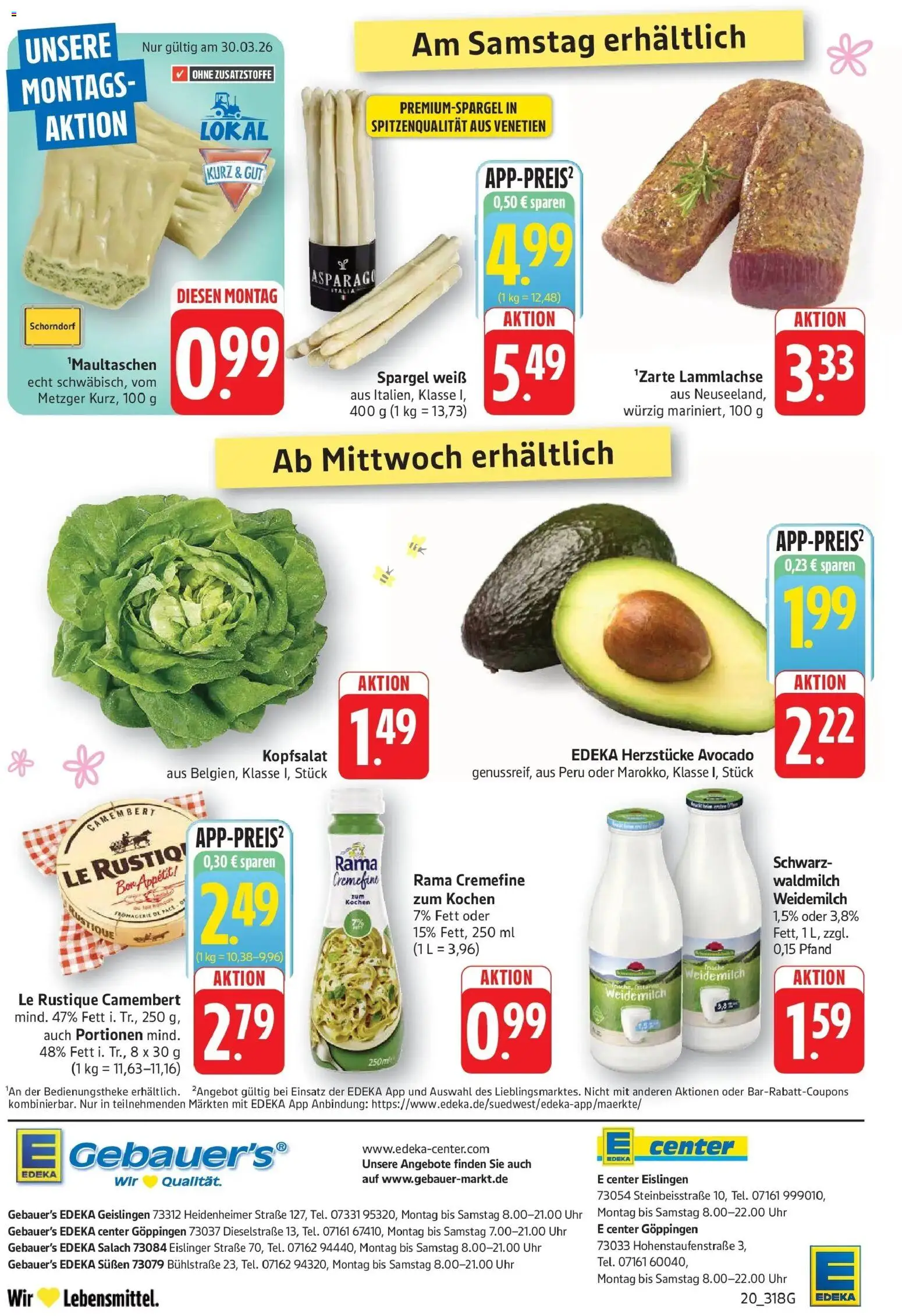 Edeka prospekt Geislingen	 – gültig ab 30.03.2026 | Seite: 28 | Produkte: Rama, Spargel, Avocado, Uhr