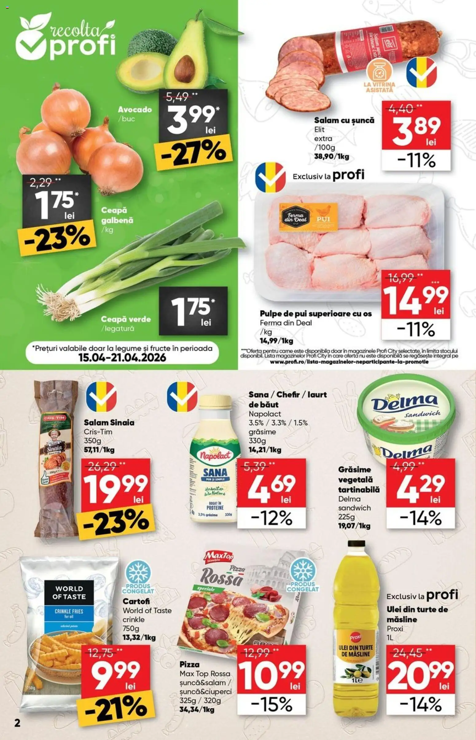 Noul catalog Profi – valabil de la 15.04.2026 | Pagină: 2 | Produse: Hacıyatmaz Kedi Oyuncağı, Vitrină, Șuncă, Cartofi