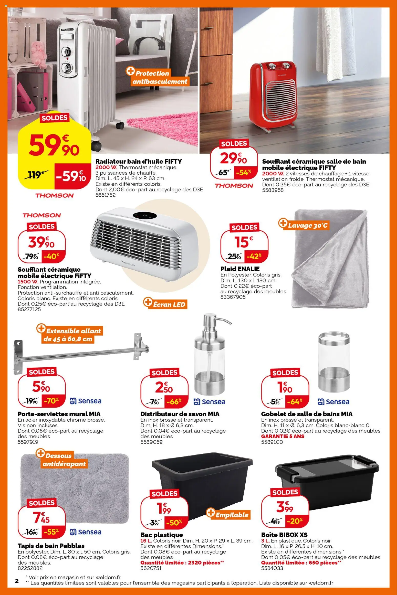 {H1} | Page: 2 | Produits: Tapis de bain, Brosse, Savon, Radiateur