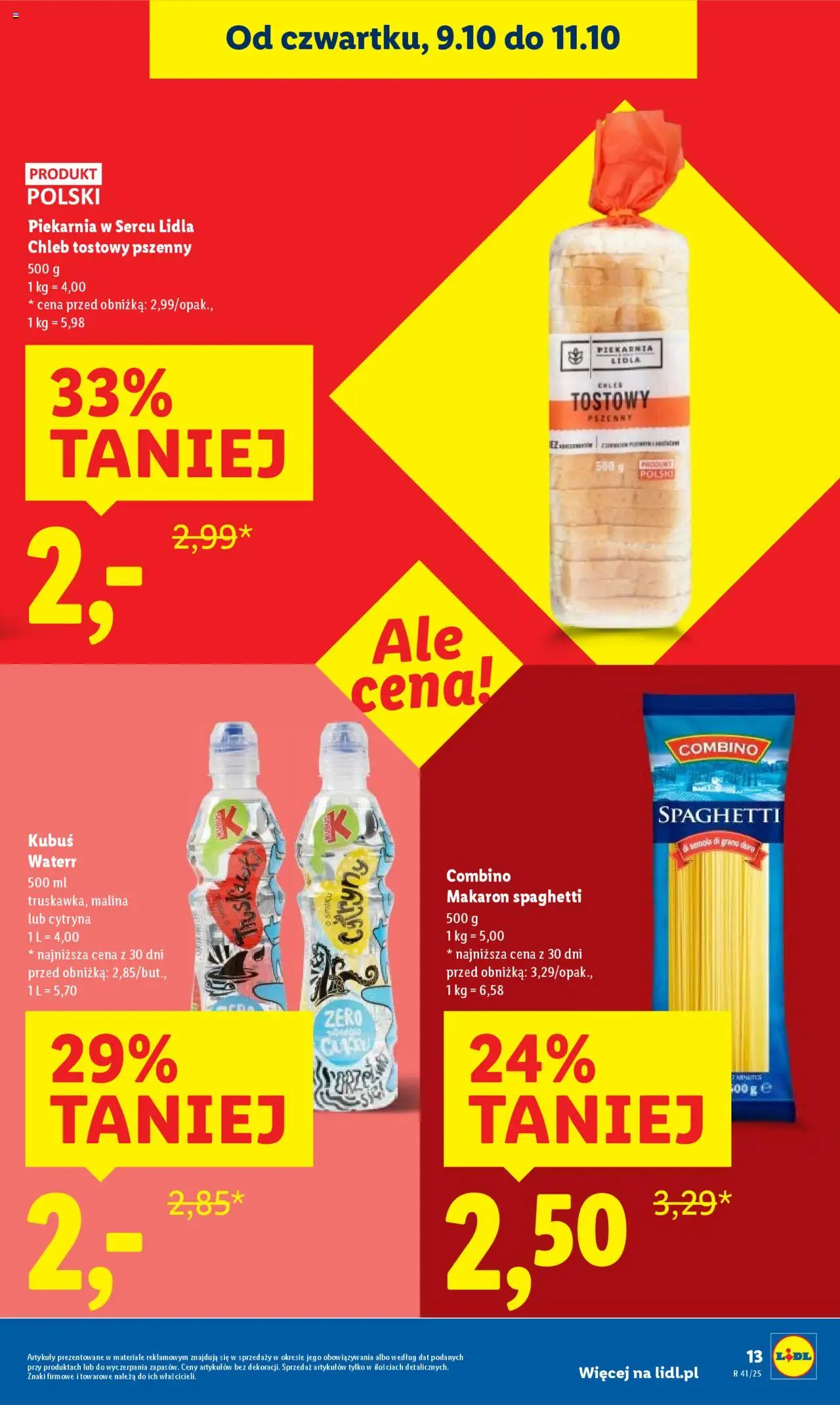 Lidl Gazetka od 09.10.2025 | Strona: 13 | Produkty: Cytryna, Chleb tostowy, Makaron spaghetti, Chleb