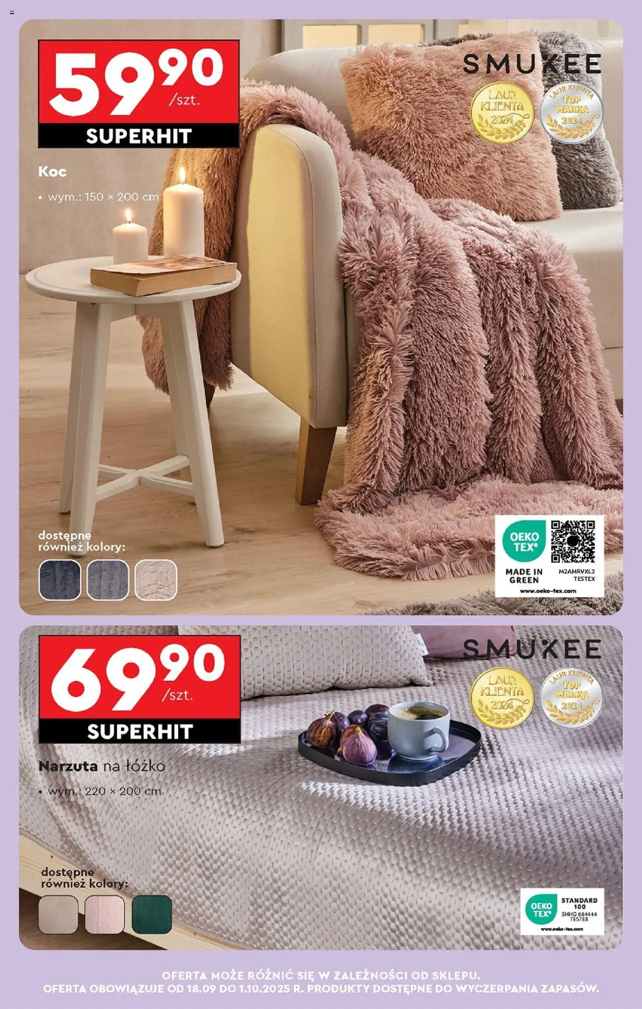 Biedronka gazetka - Oferta w tym tygodniu od 18.09.2025 | Strona: 77 | Produkty: Łóżko, Koc