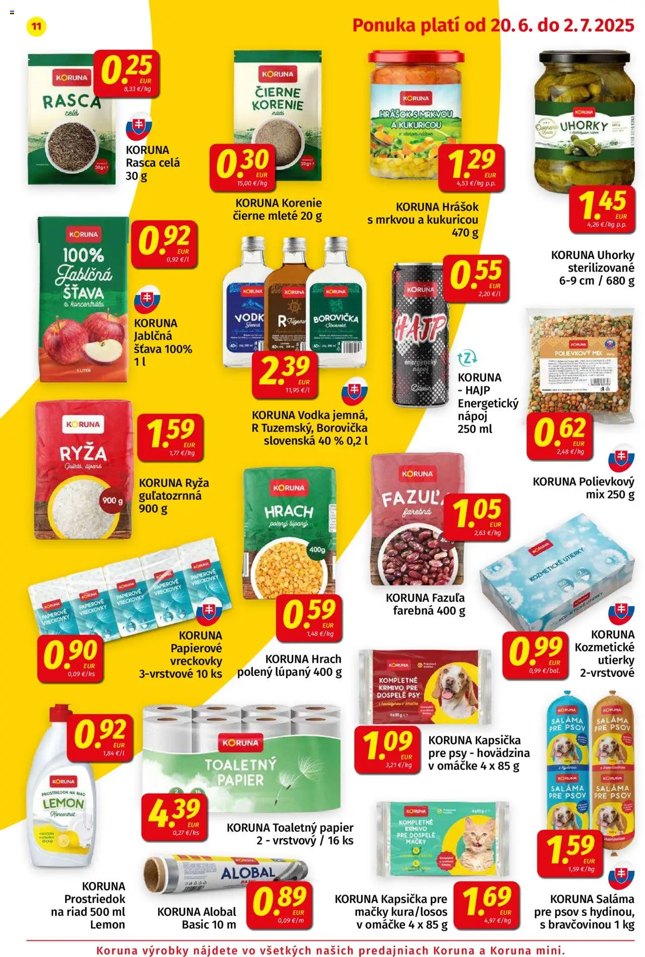 Koruna leták │ platný od 20.06.2025 | Strana: 11 | Produkty: Ryža, Hrach, Apple, Uhorky