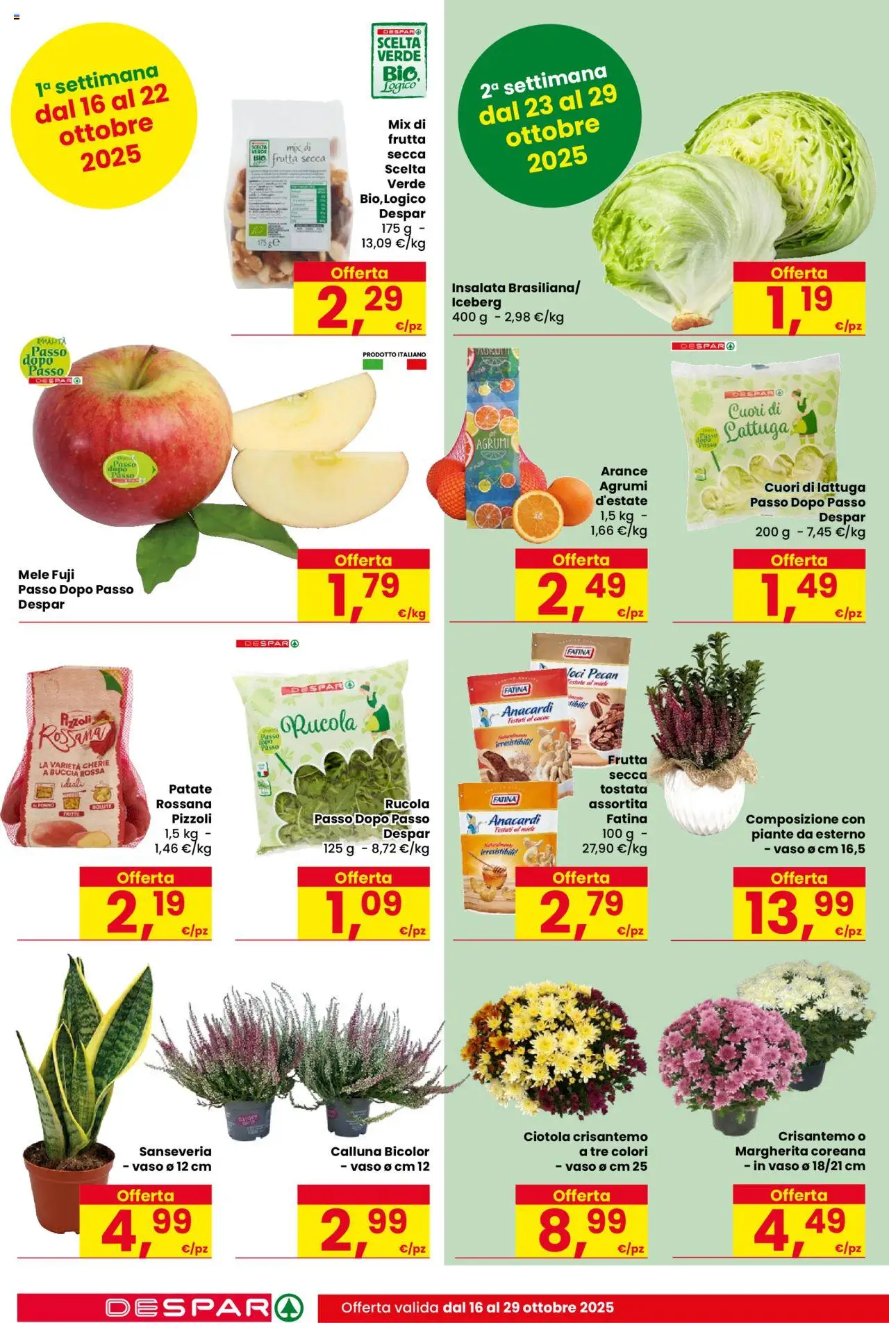 Volantino Despar del 16.10.2025 | Pagina: 8 | Prodotti: Rucola, Patate, Frutta, Miele