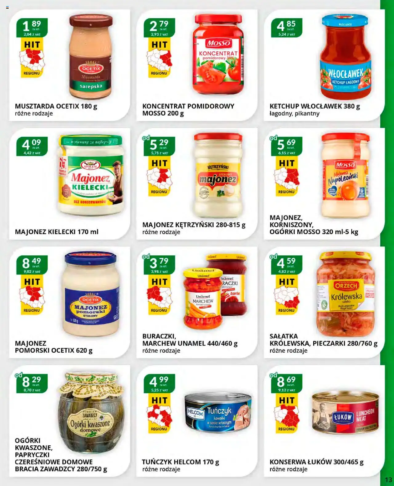 Eurocash Gazetka od 20.10.2025 | Strona: 13 | Produkty: Ketchup, Papryczki czereśniowe, Tuńczyk, Majonez