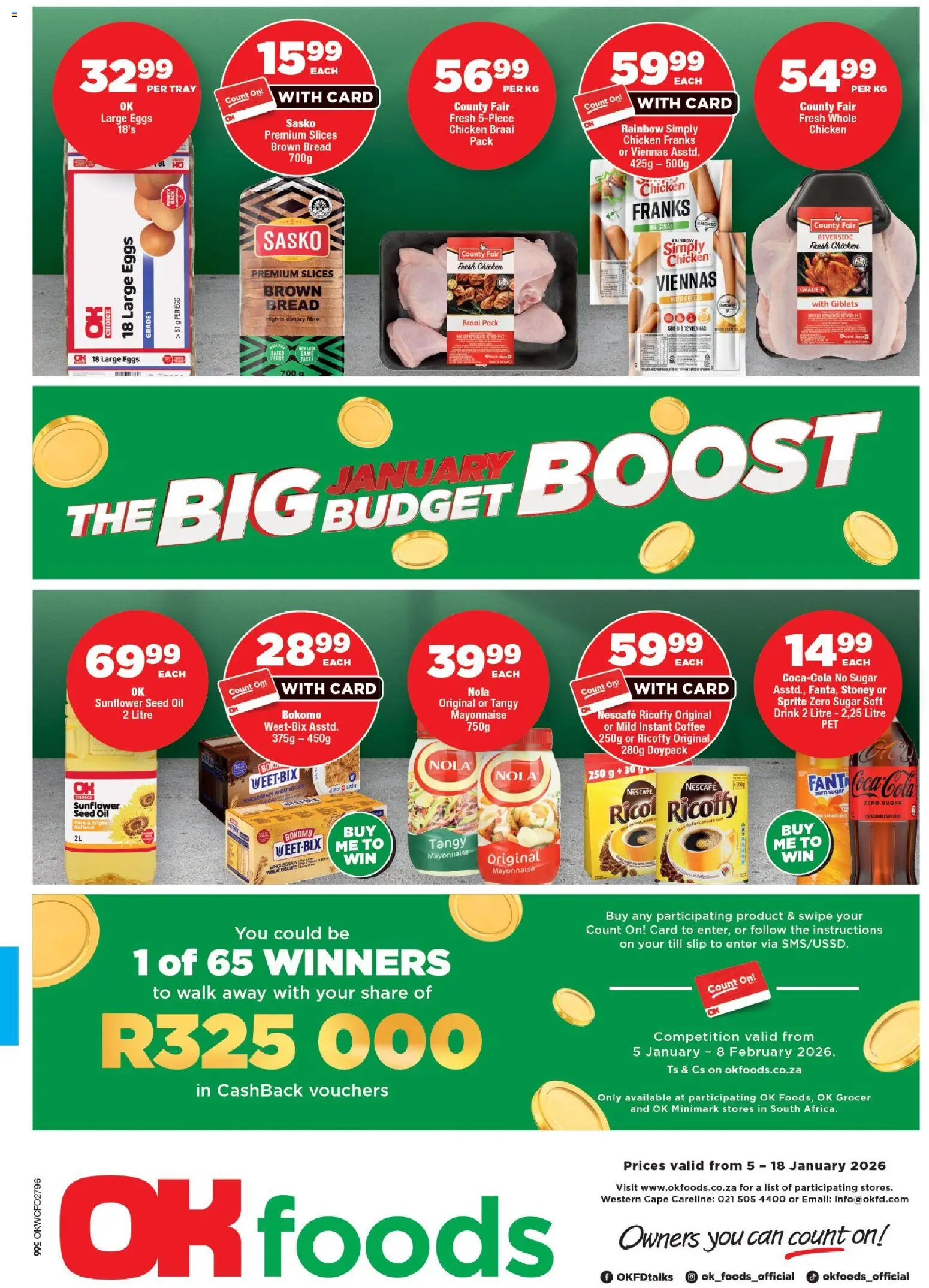 New OK Foods catalogue – valid from 05.01.2026 | Page: 1 | Products: Eggs, Bread, Stoney, Mayonnaise