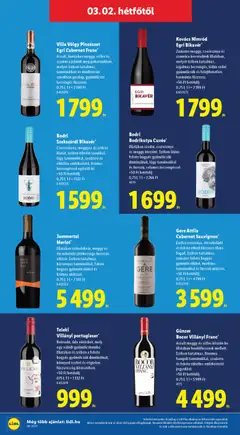 Kovács Nimród Egri Bikavér*, Zamatos meggy, cseresznye és szamóca keverednek illatában, melyet ízében tartalmas, izgalmas lecsengés, lédús erdei gyümölcsök és felejthetetlen harmónia fűszerez. +50 Ft betétdíj 0,75 1; 11=2399 Ft - amely érvényes a következő dátumtól: 26.02.2026 | Oldal: 78